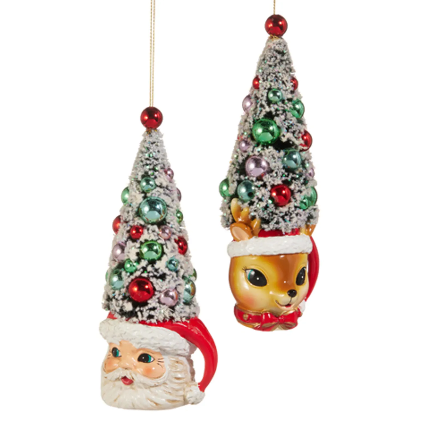 Raz 6" Tree In Santa or Reindeer Mug Christmas Ornament 4520098