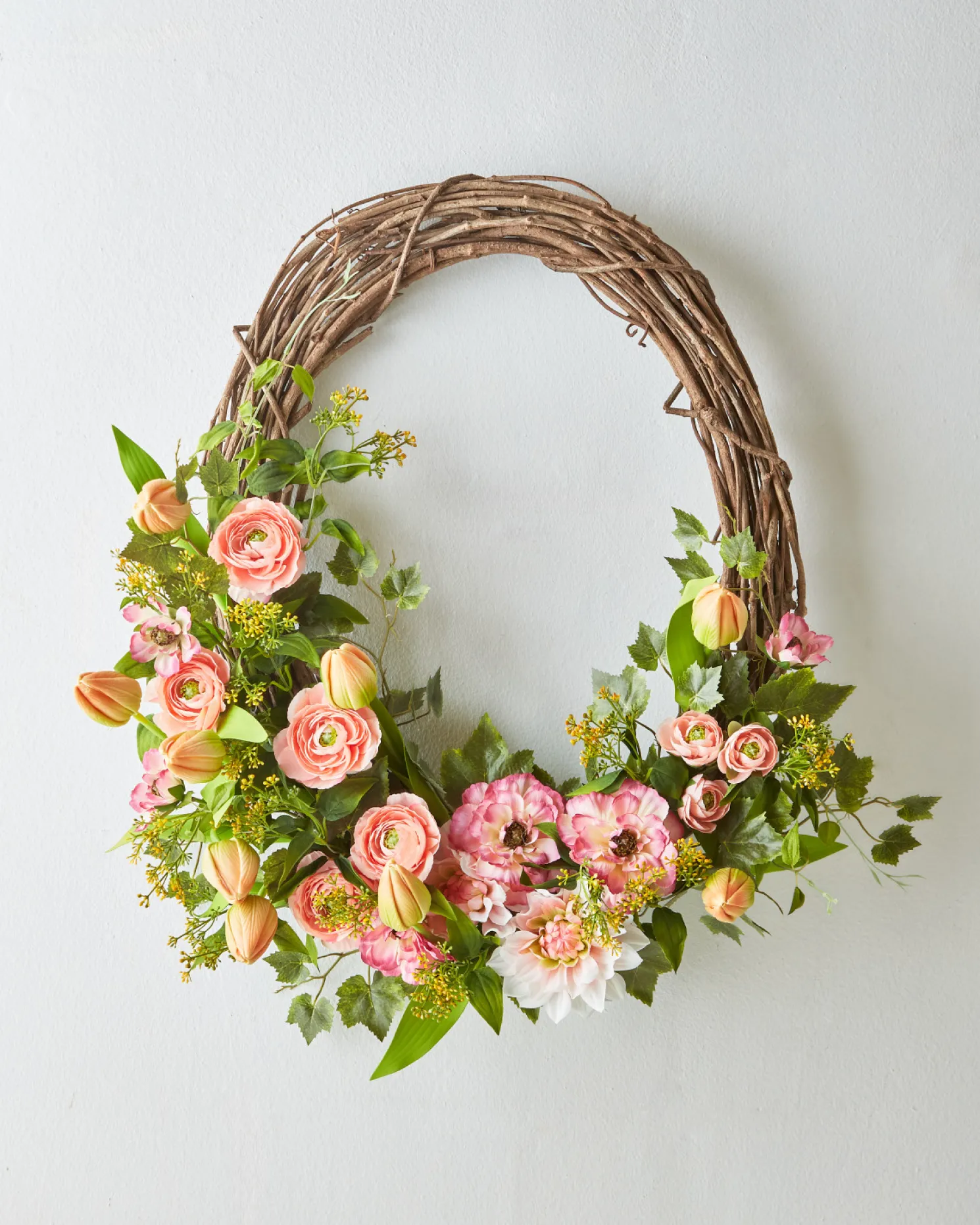Raz 28" Tulip Oval Grapevine Easter Wreath W4502074