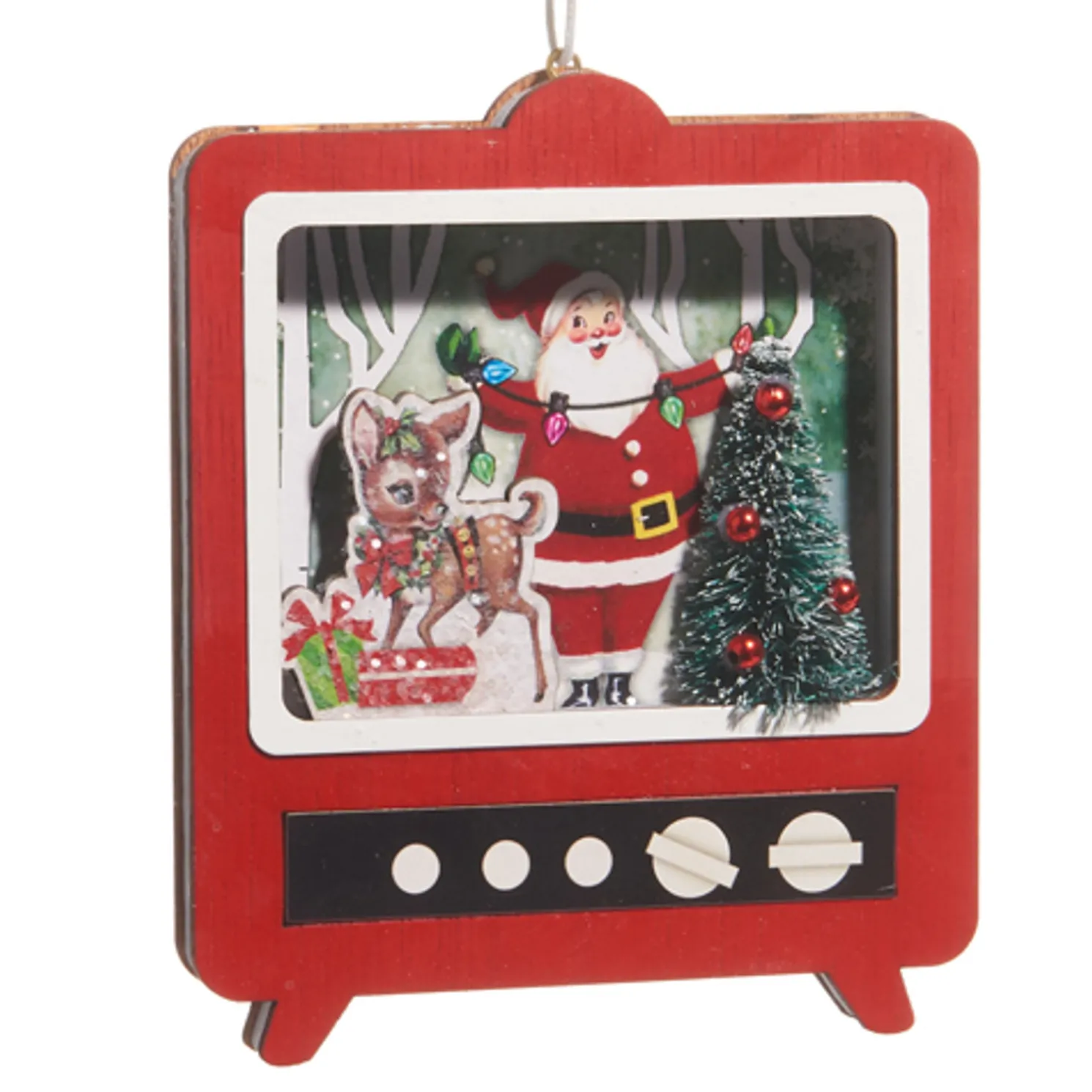 Raz 5" TV Cut Out Santa Vintage Christmas Ornament 4415630