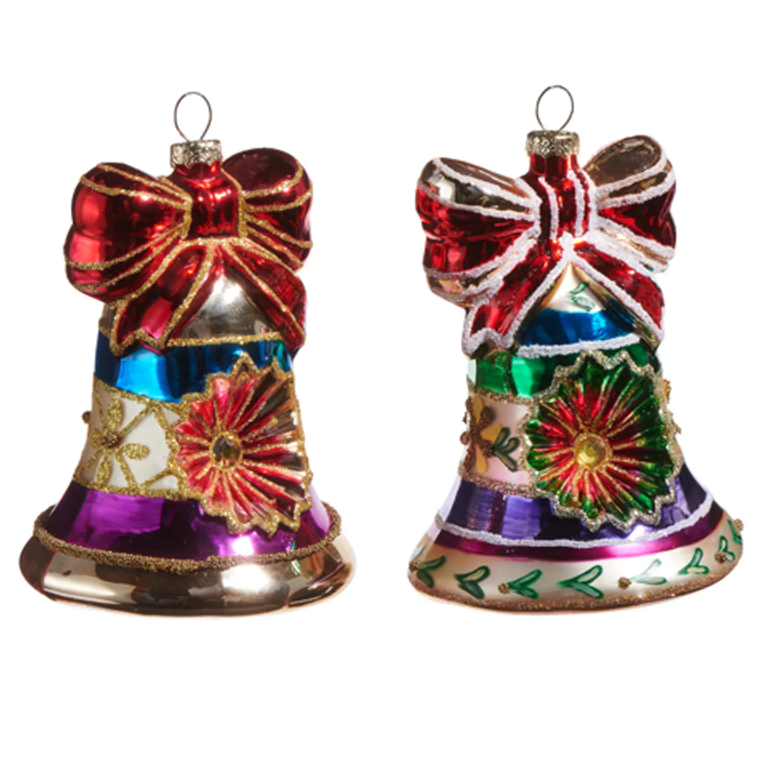 Raz 4.5" Vintage Bell Glass Christmas Ornament 4524896