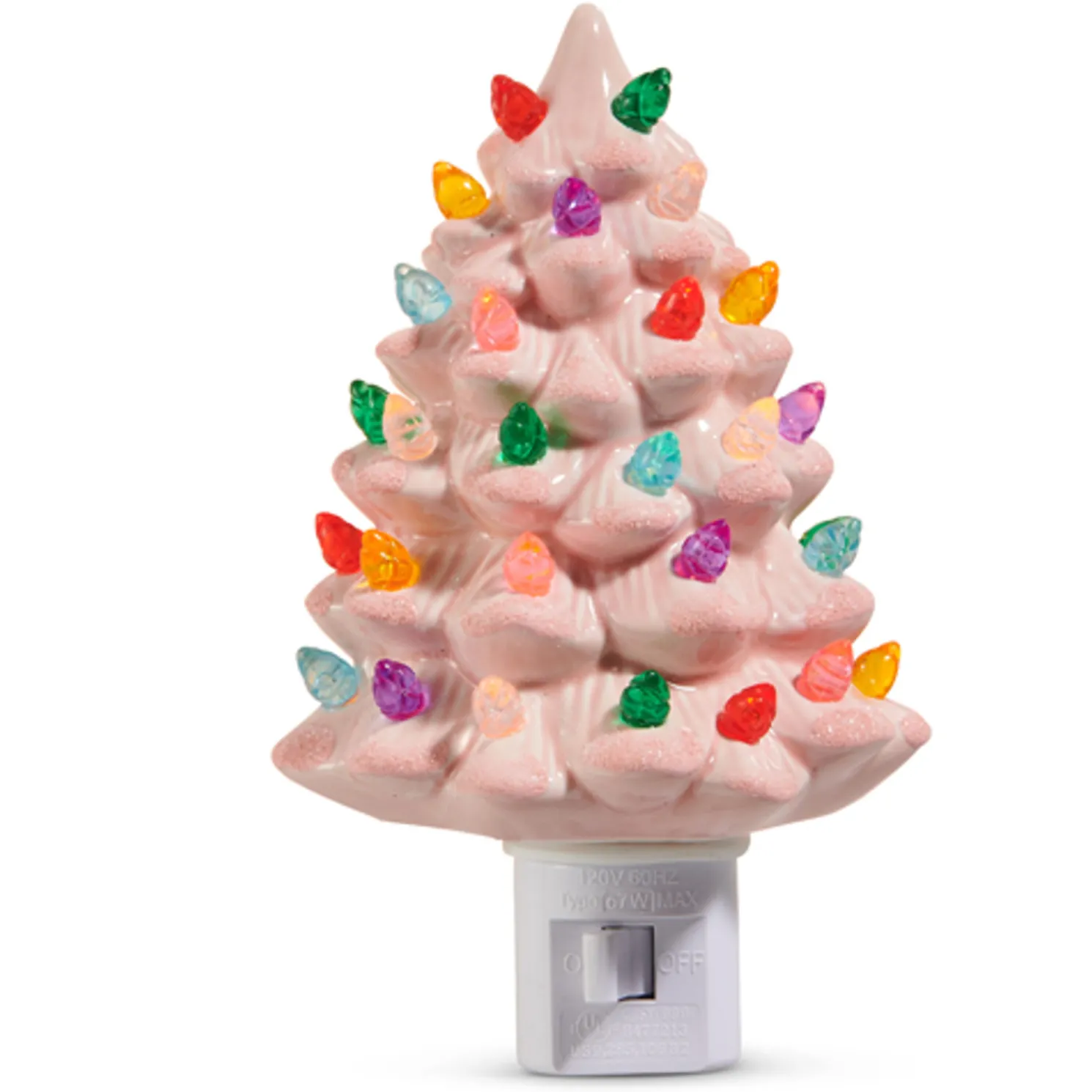 Raz 6" Vintage Light Pink Christmas Tree Night Light 4519027