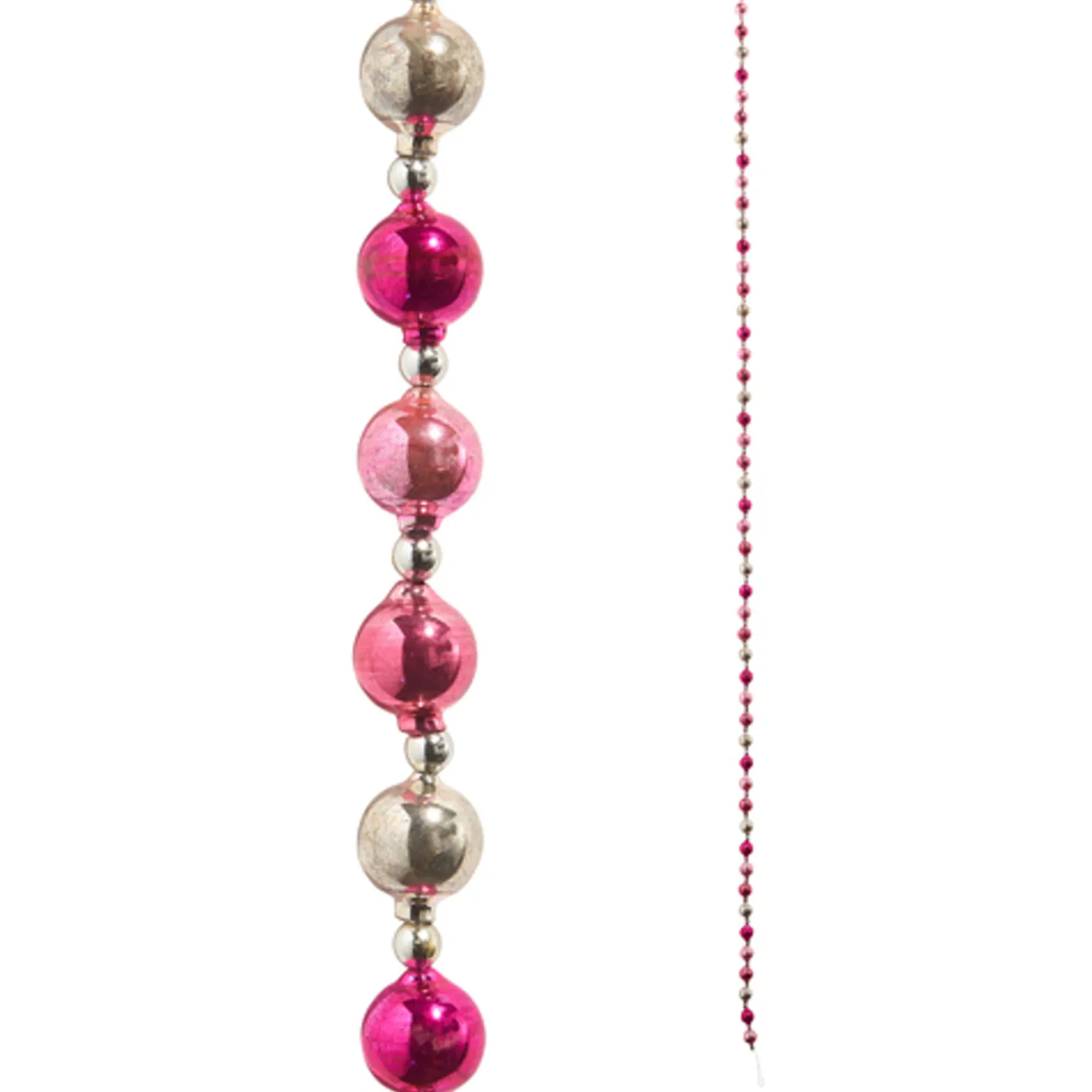 Raz 6' Vintage Pink and Silver Ball Ornament Christmas Tree Garland G4419031