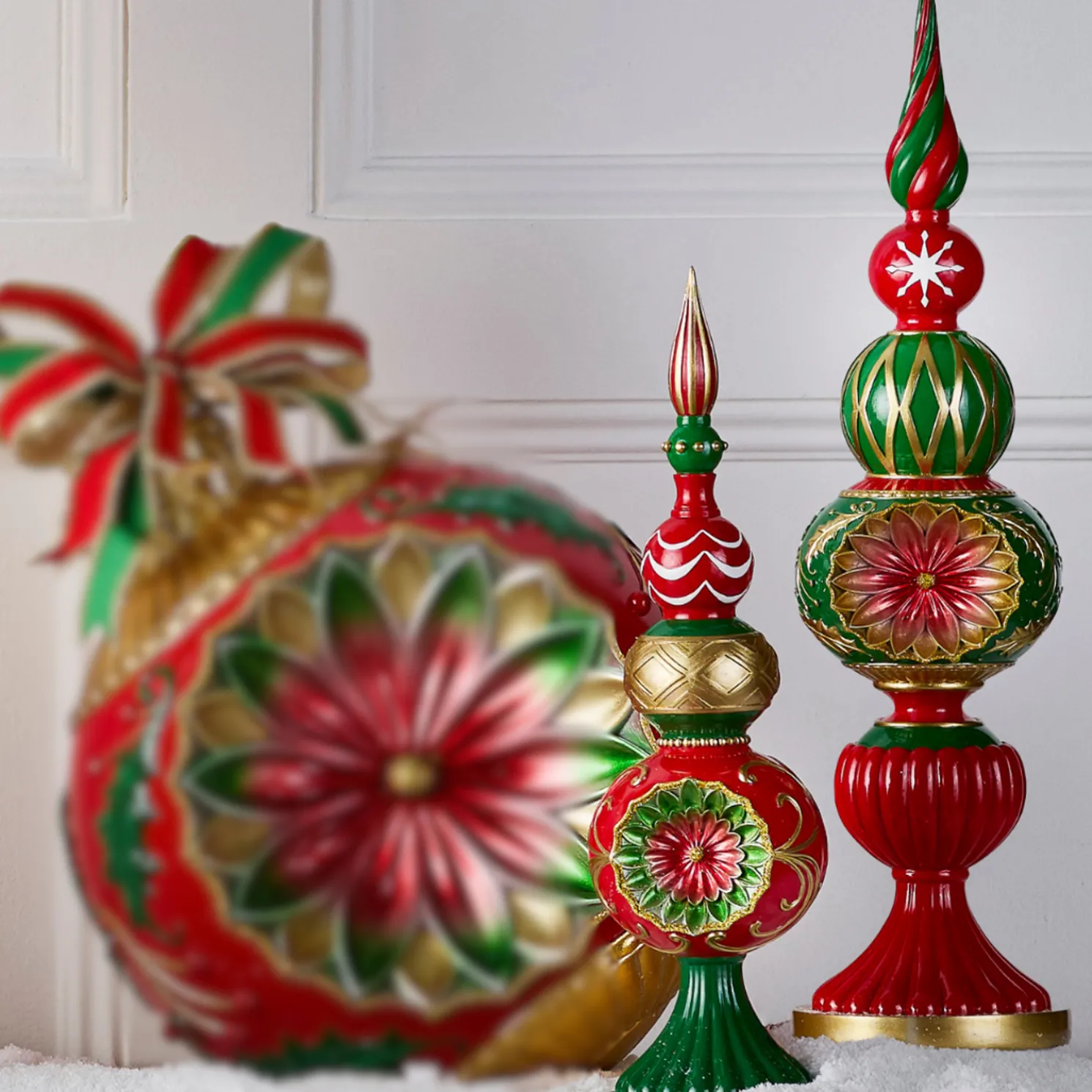 Raz 20" Vintage Red and Green Finials Christmas Decoration 4530529