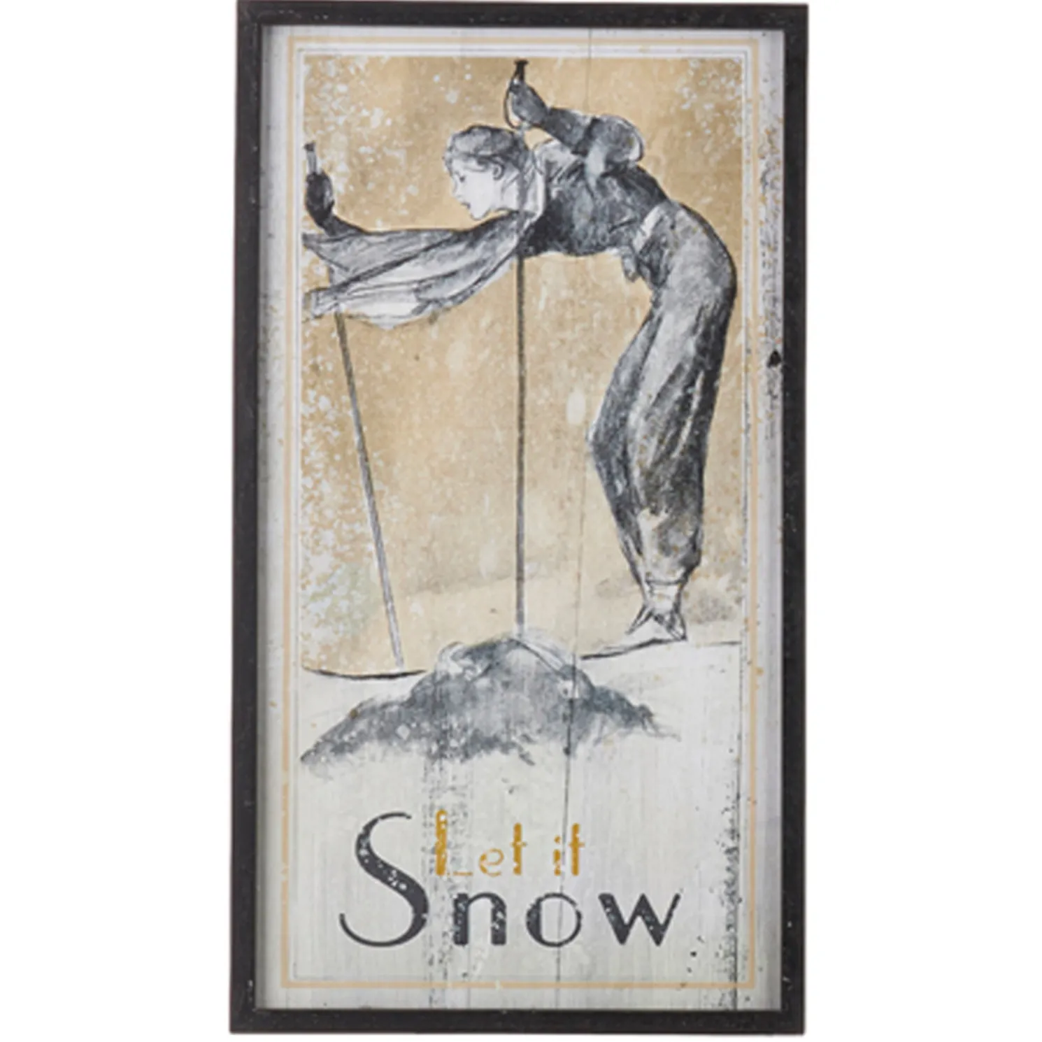Raz 28" Vintage Ski Framed Wooden Christmas Wall Art 4144581