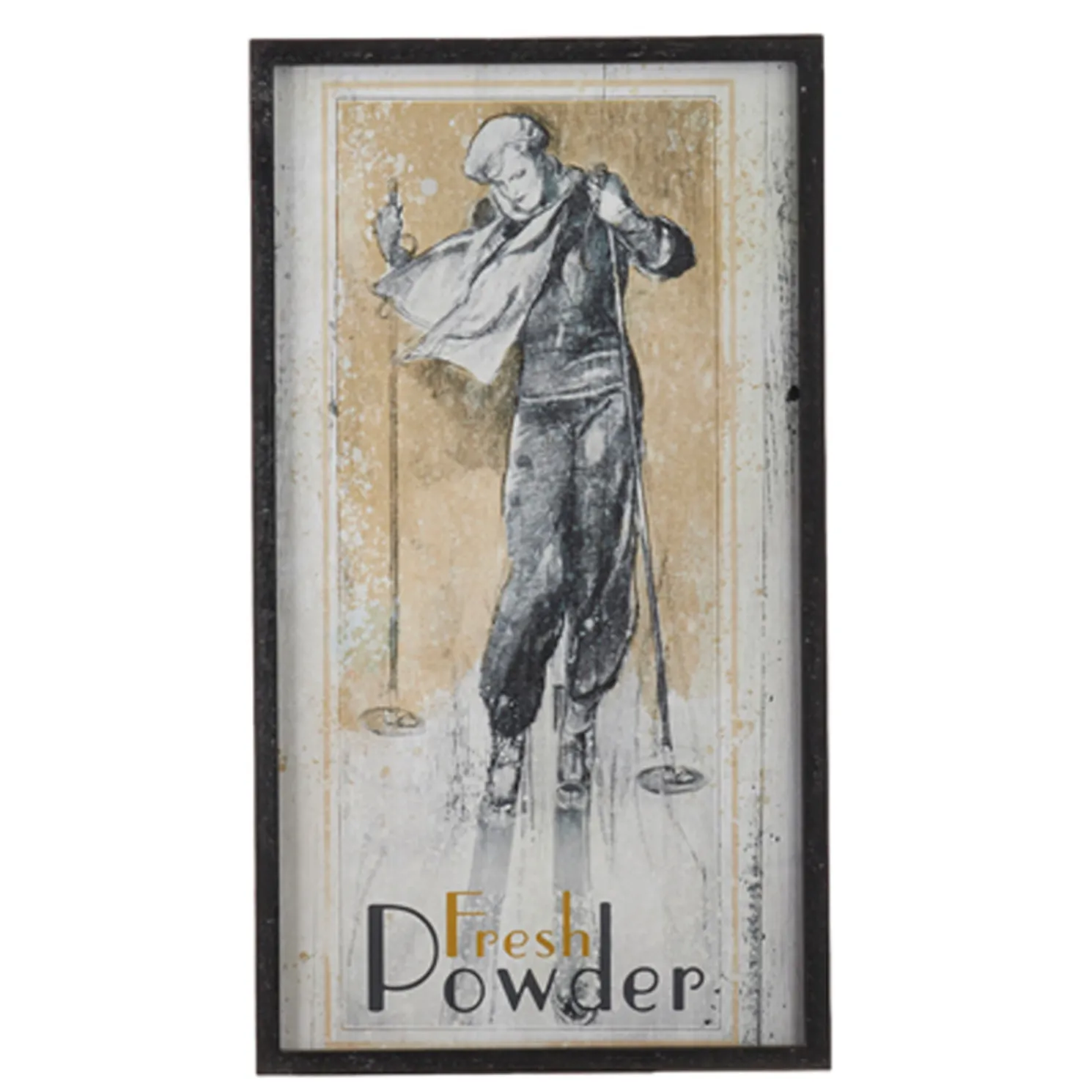 Raz 28" Vintage Ski Framed Wooden Christmas Wall Art 4144581