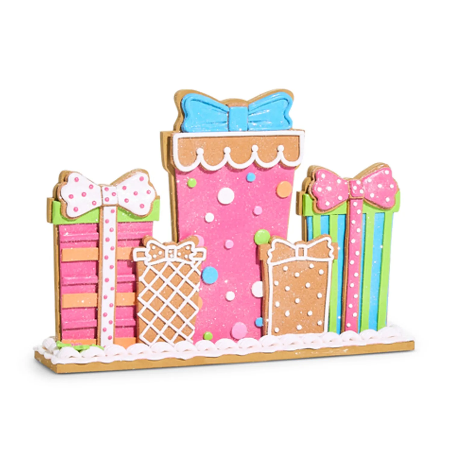 Raz 15" Vivid Jolly Gingerbread Gifts Tabletop Christmas Decoration 4516593