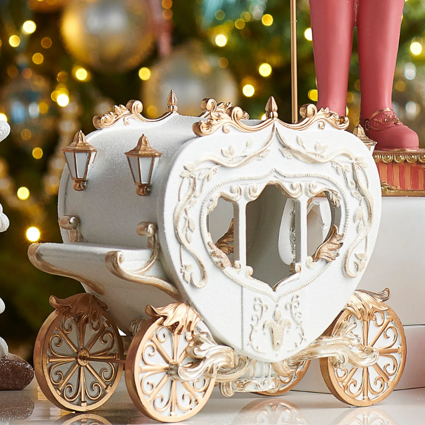 Raz 12" White and Gold Carriage Christmas Figure 4510480