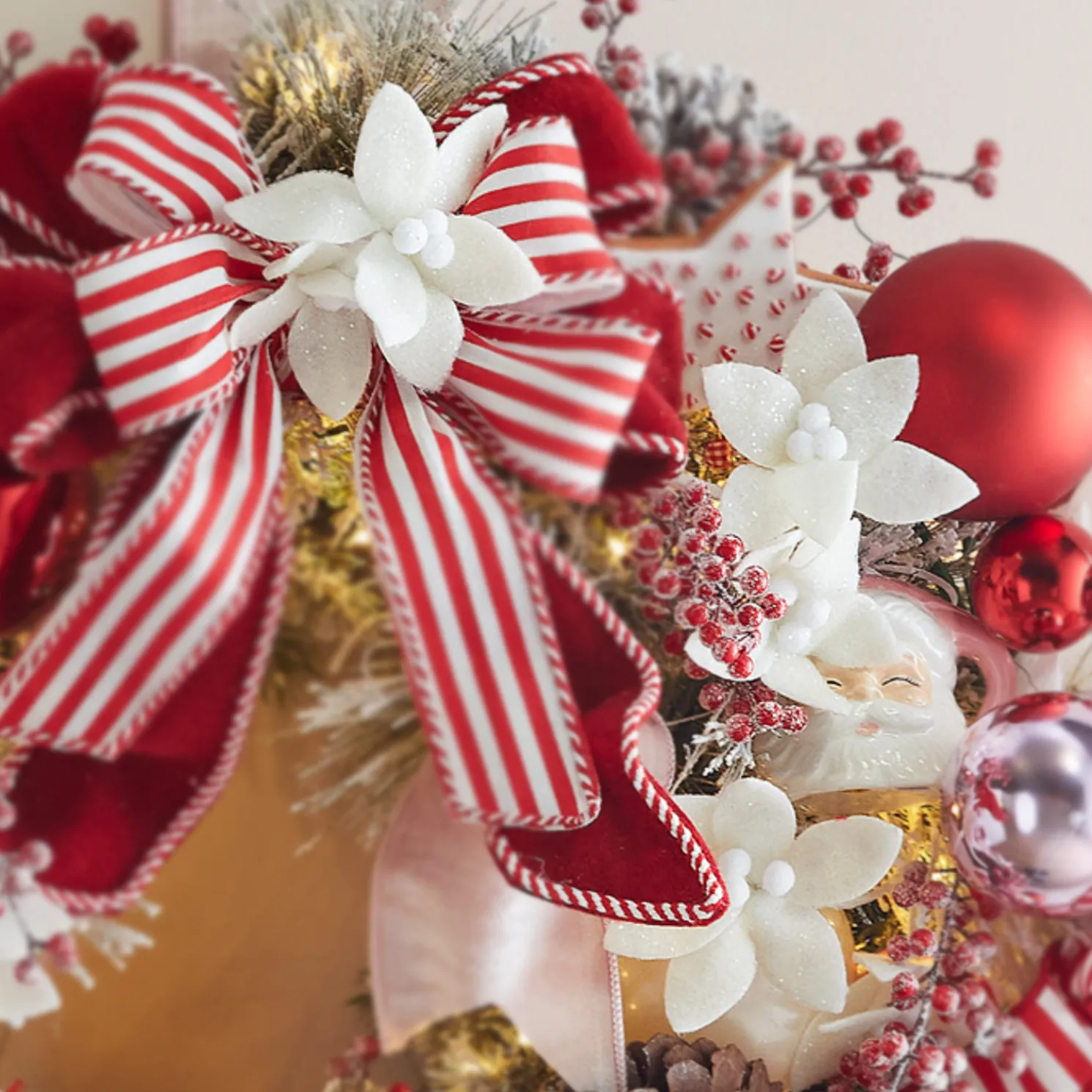 Raz 25" White Felt Poinsettia Christmas Tree Spray F4306768