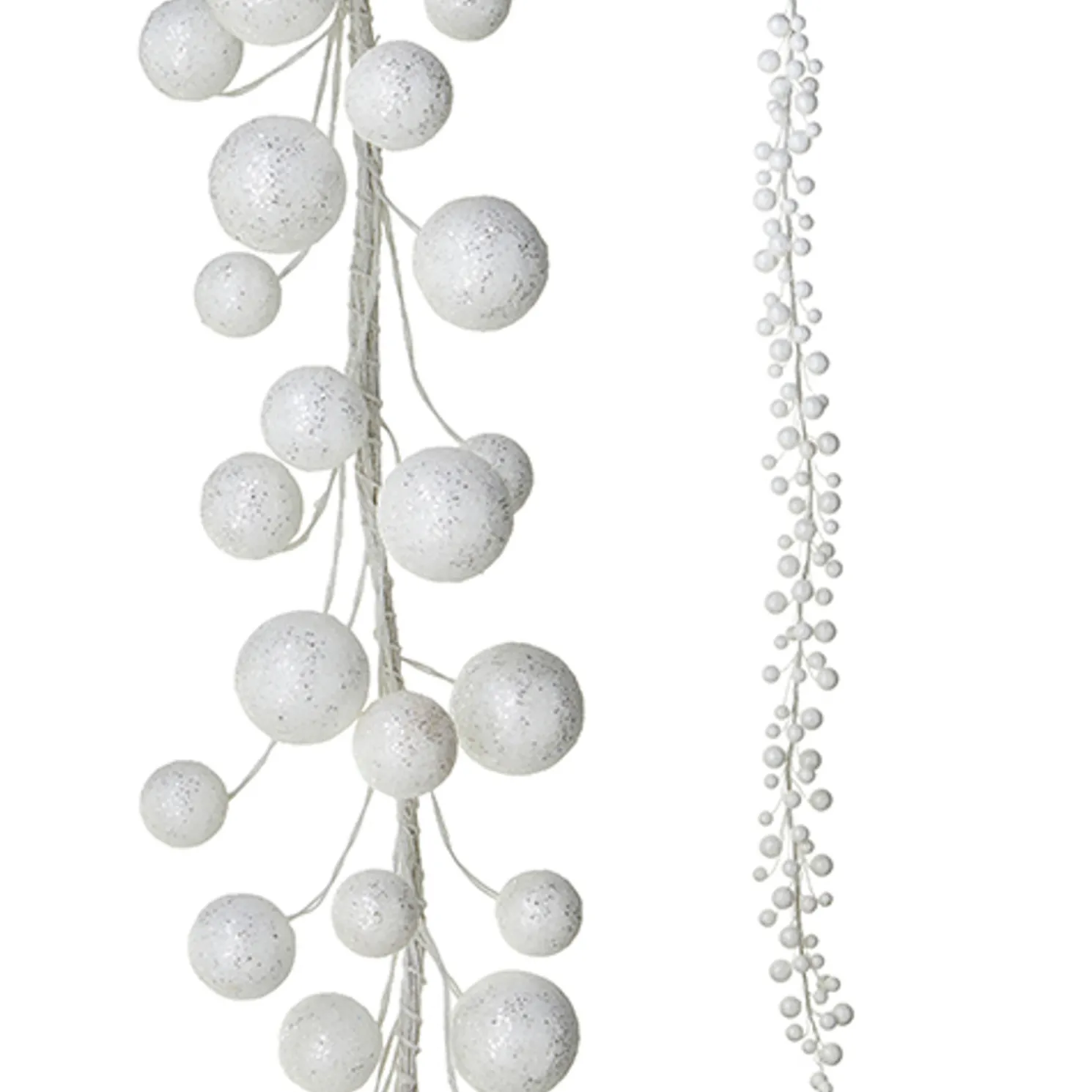 Raz 6' White Glittered Ball Ornament Christmas Garland G4202448