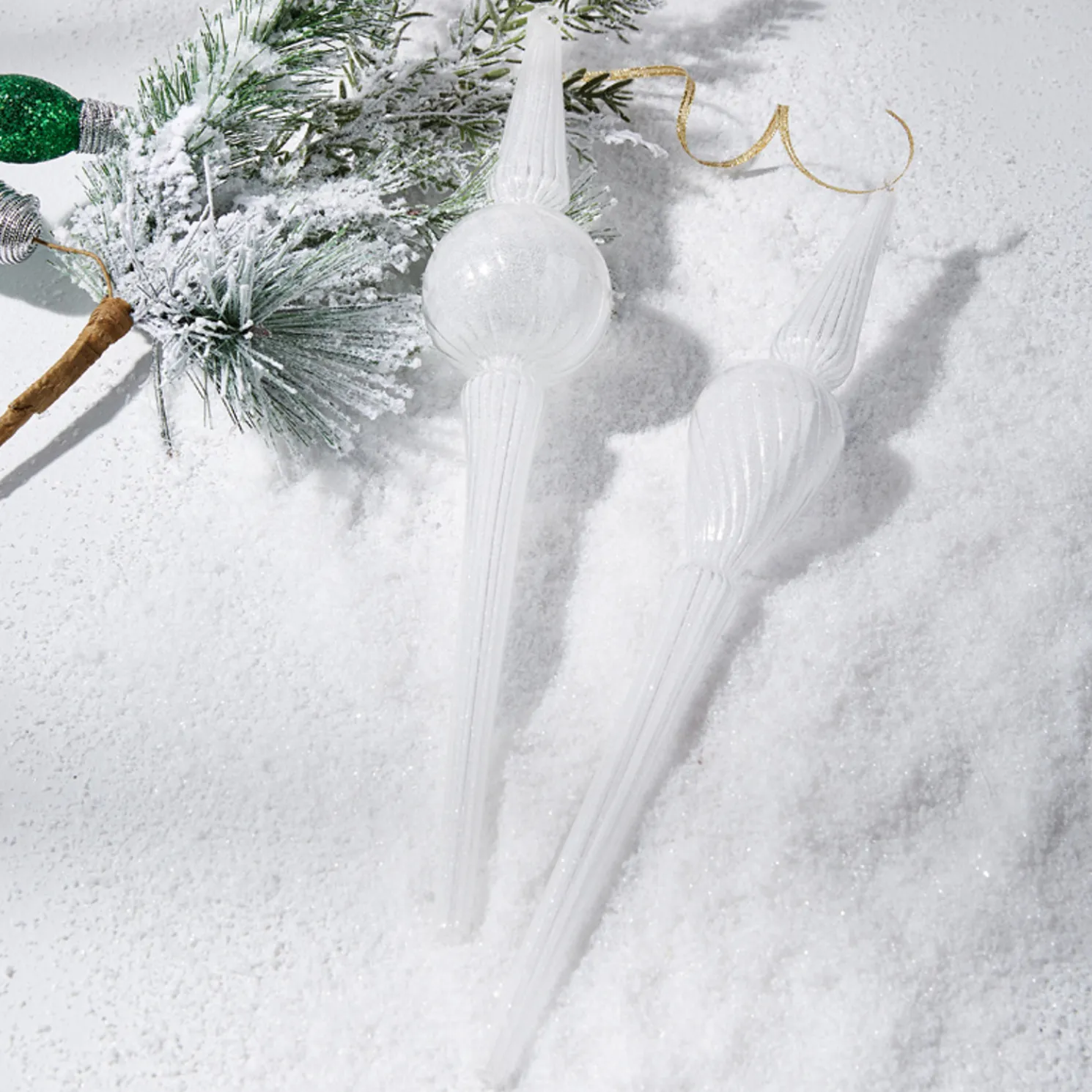 Raz 14.25" White Large Finial Glass Christmas Ornament 4222811