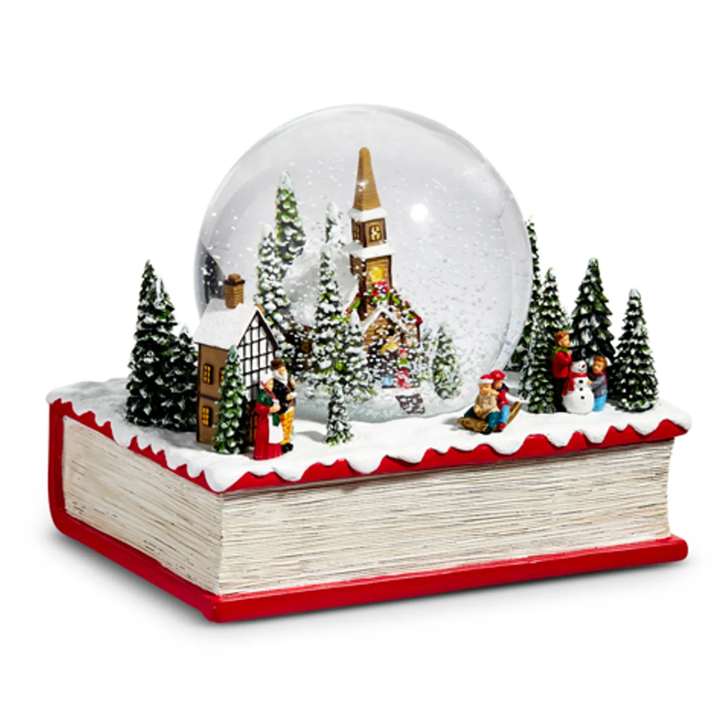 Raz 7.5" Winter Church Musical Water Globe on Book Christmas Decoration 4415554