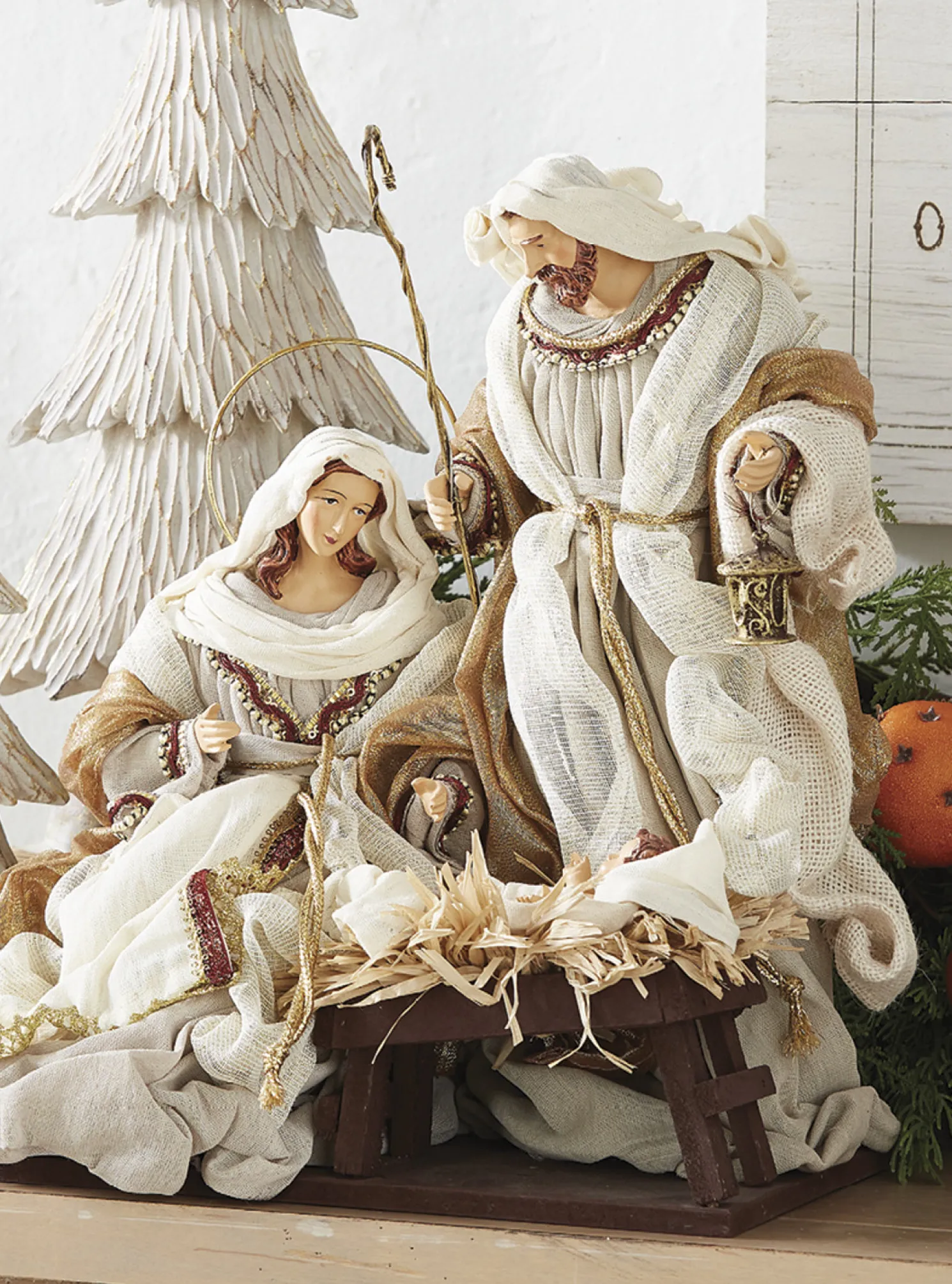 Raz 15.25" Winter White Holy Family Christmas Nativity Scene 4010660