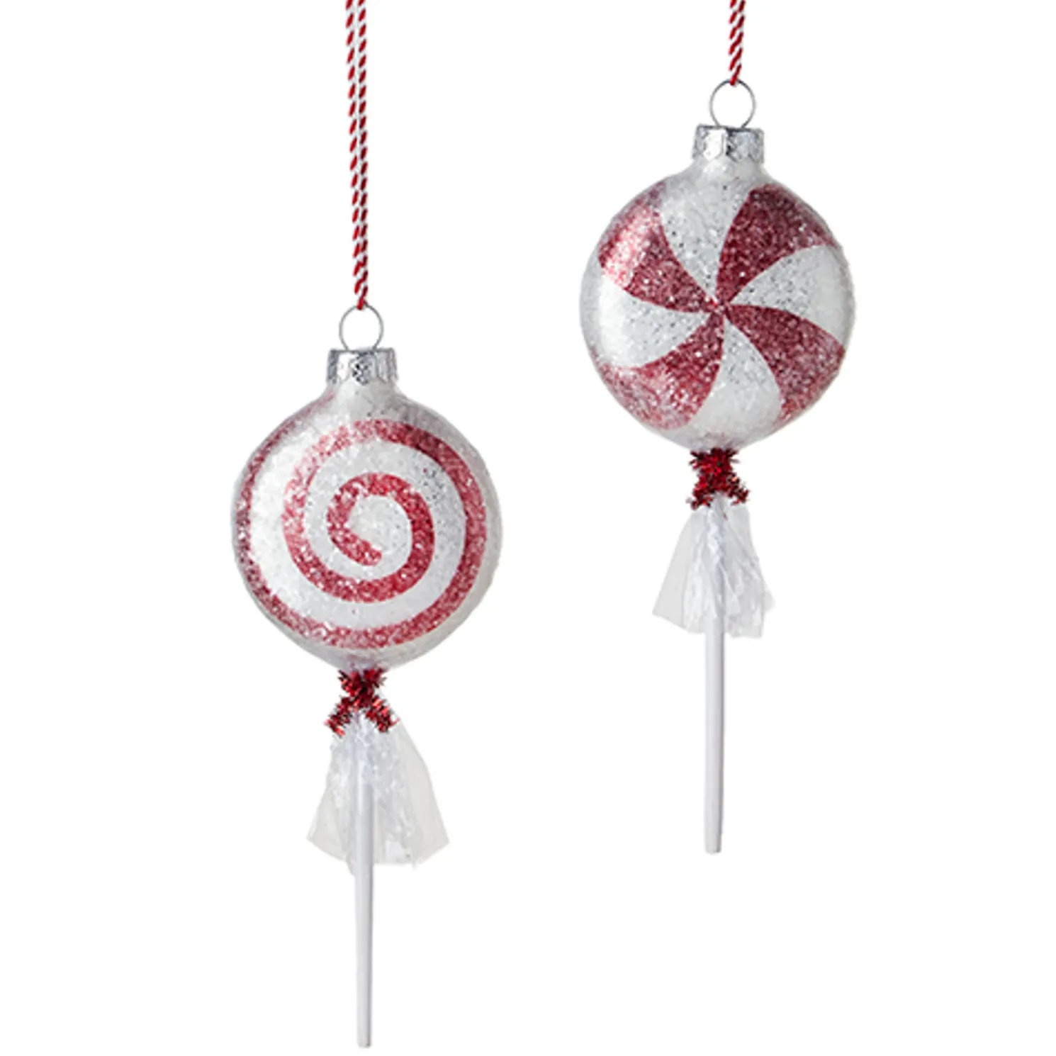 Raz 7.5" Wrapped Peppermint Lollipop Glass Christmas Ornament 4220863