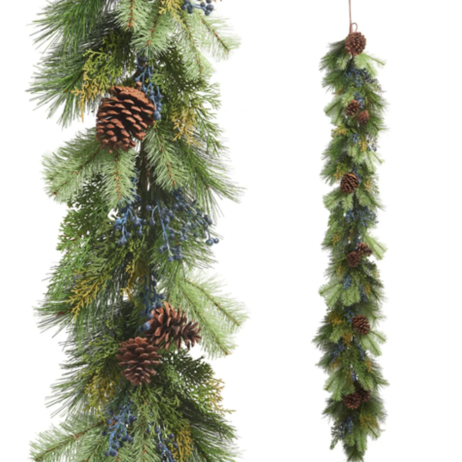 Raz 6' x 12" Cedar, Pine, and Blue Berries Christmas Garland G4402310