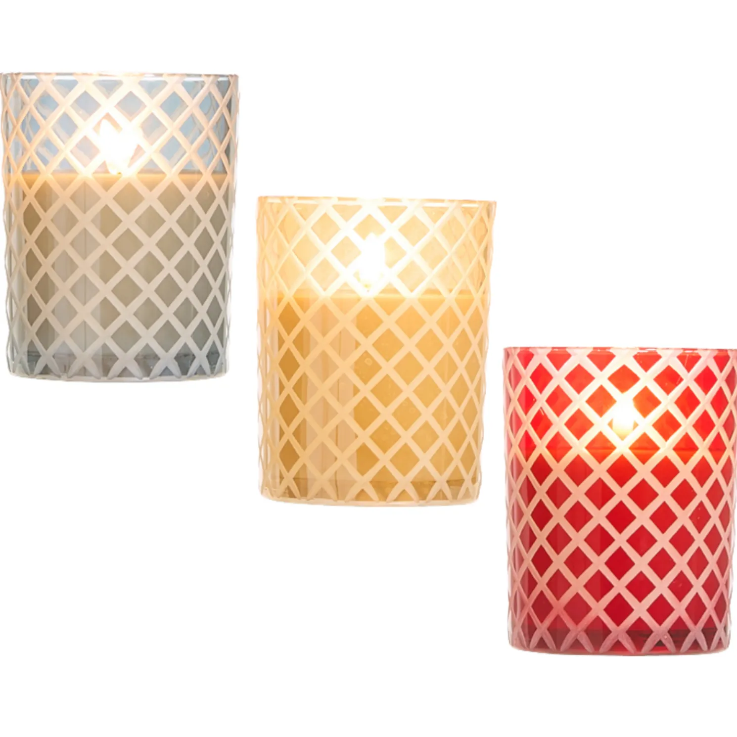 Raz 4" x 5" Smoke Grey, Gold, or Red Etched Glass Flameless Candle