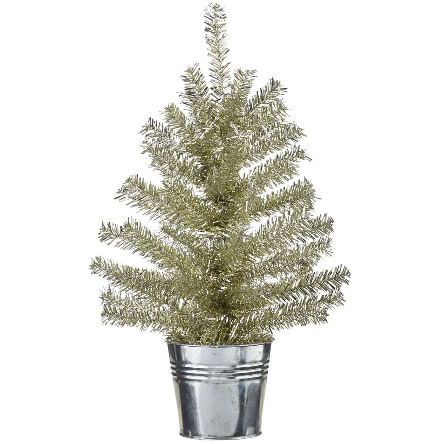 Raz Champagne Tinsel Tree In Galvanized Bucket Christmas Decoration