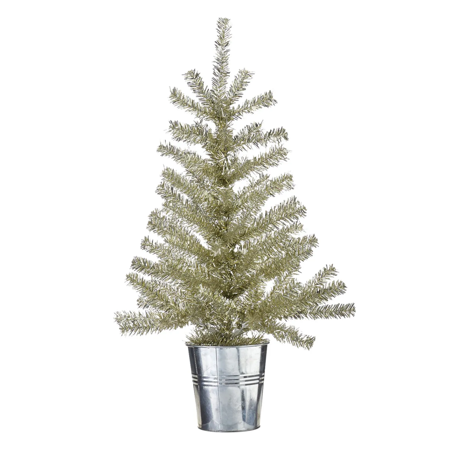 Raz Champagne Tinsel Tree In Galvanized Bucket Christmas Decoration