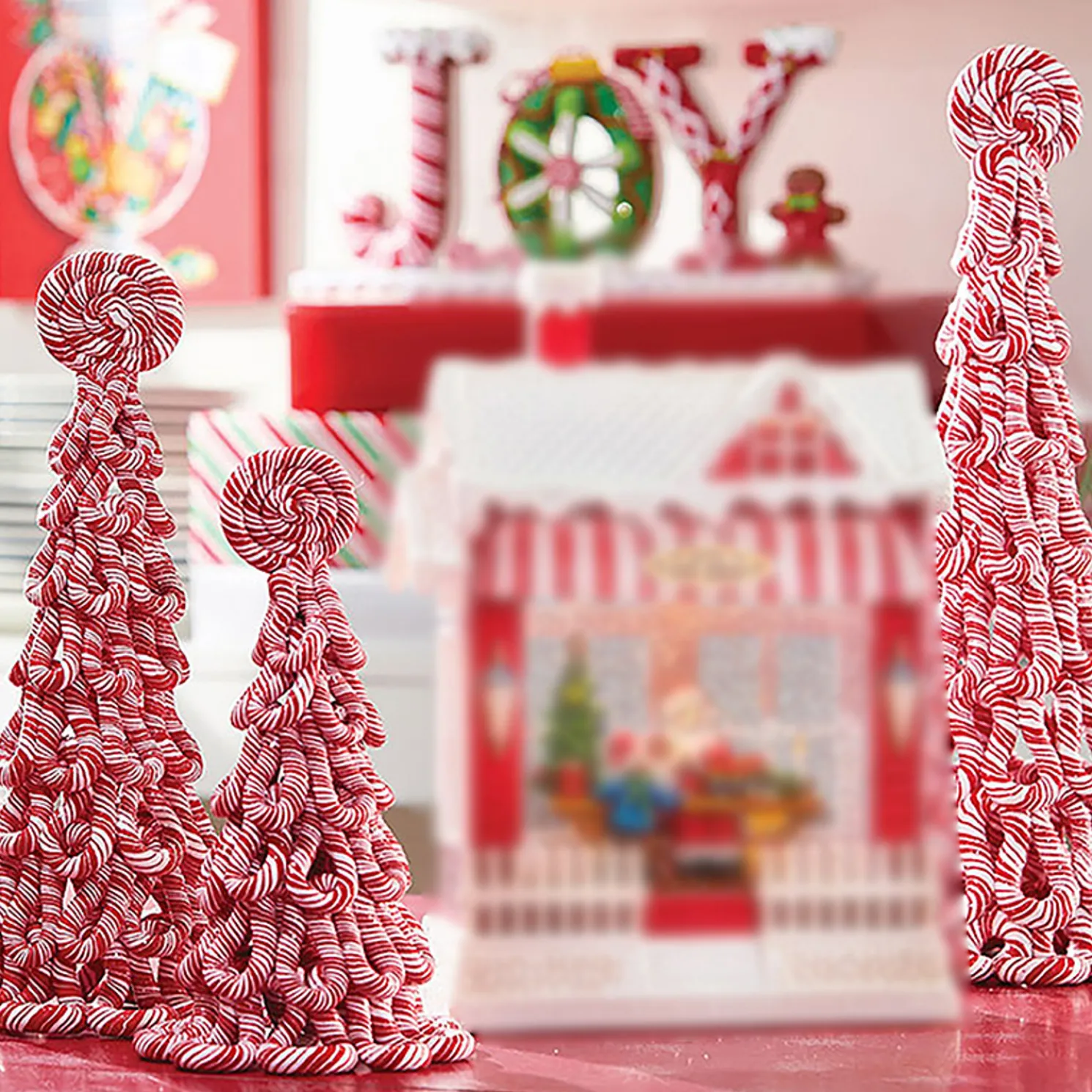 Raz Claydough Peppermint Candy Tree Christmas Figure Set of 3 3116231