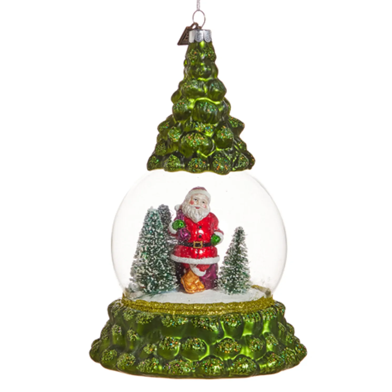 Raz Eric Cortina 7.25" Santa in the Forest Glass Christmas Ornament 4553109