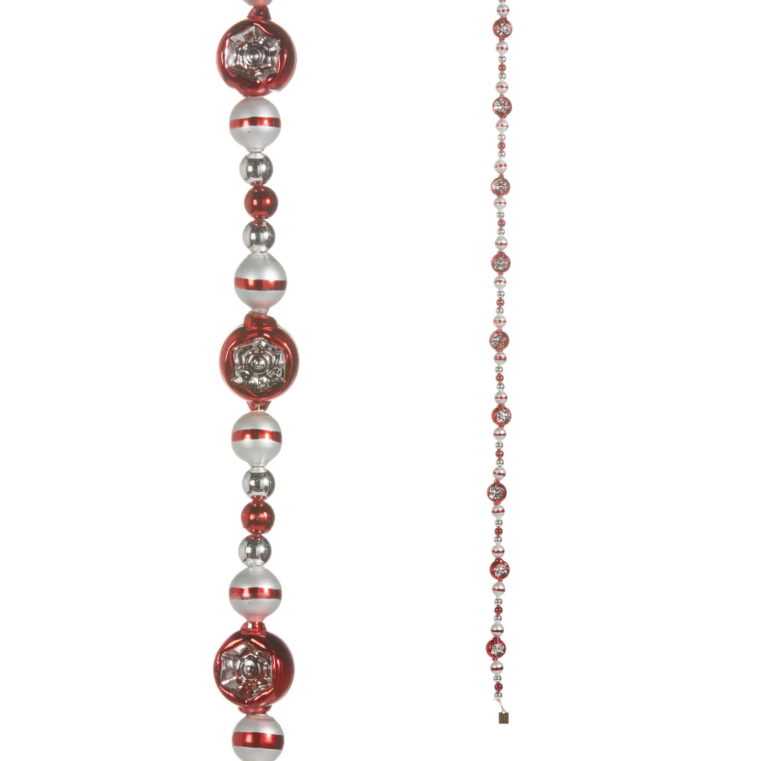 Raz Eric Cortina 6' Red and Silver Reflector Glass Christmas Tree Garland G4353160