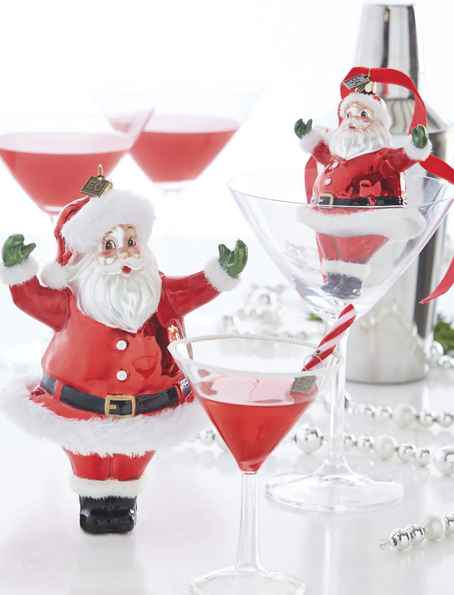 Raz Eric Cortina 4.75" or 7.5" Large Retro Santa Glass Christmas Ornament