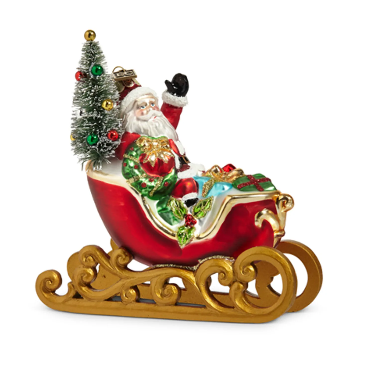 Raz Eric Cortina 5.25" Sleigh Ride Santa Glass Christmas Ornament 4453160