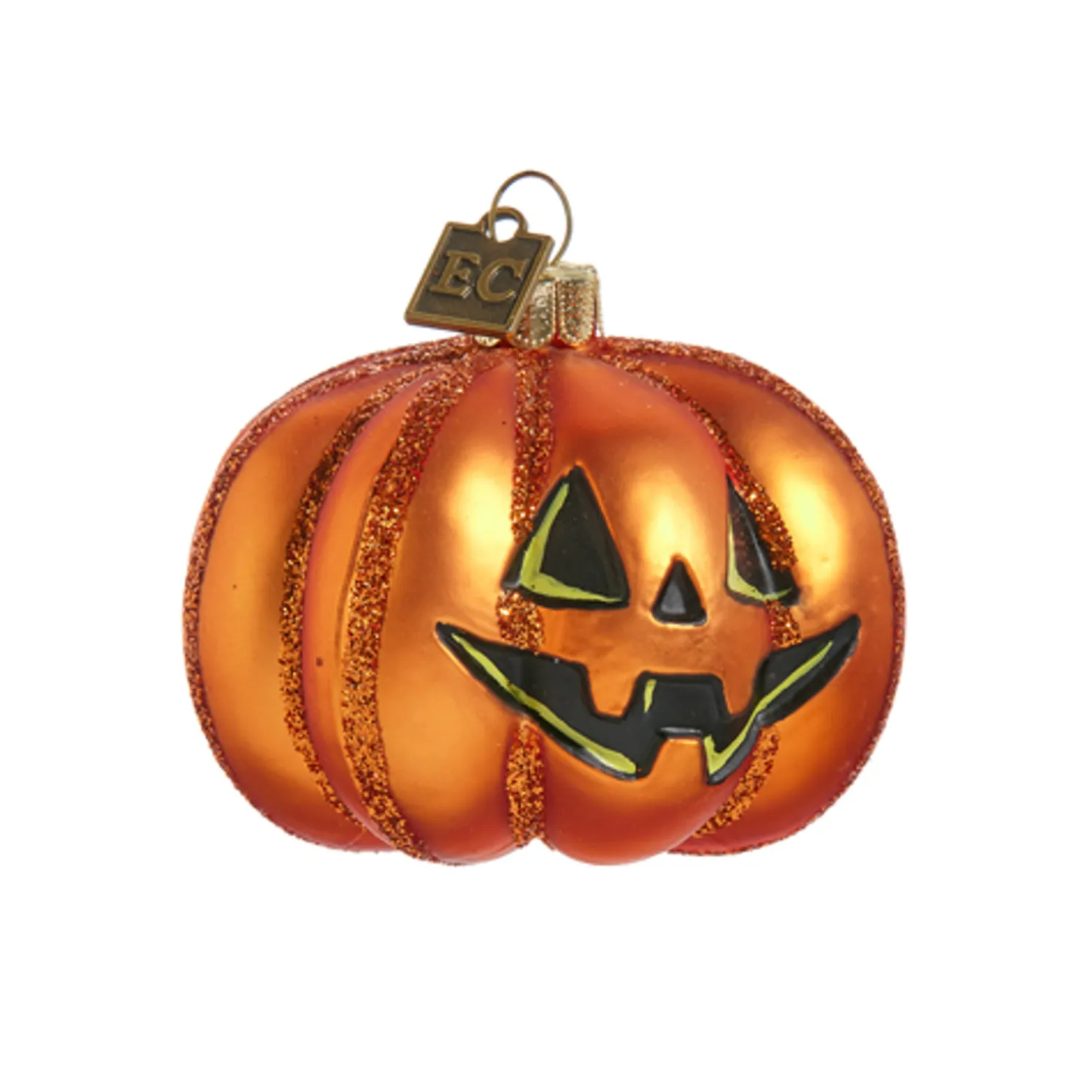 Raz Eric Cortina 2.75" Jack O Lantern Pumpkin Glass Halloween Ornament 4453117