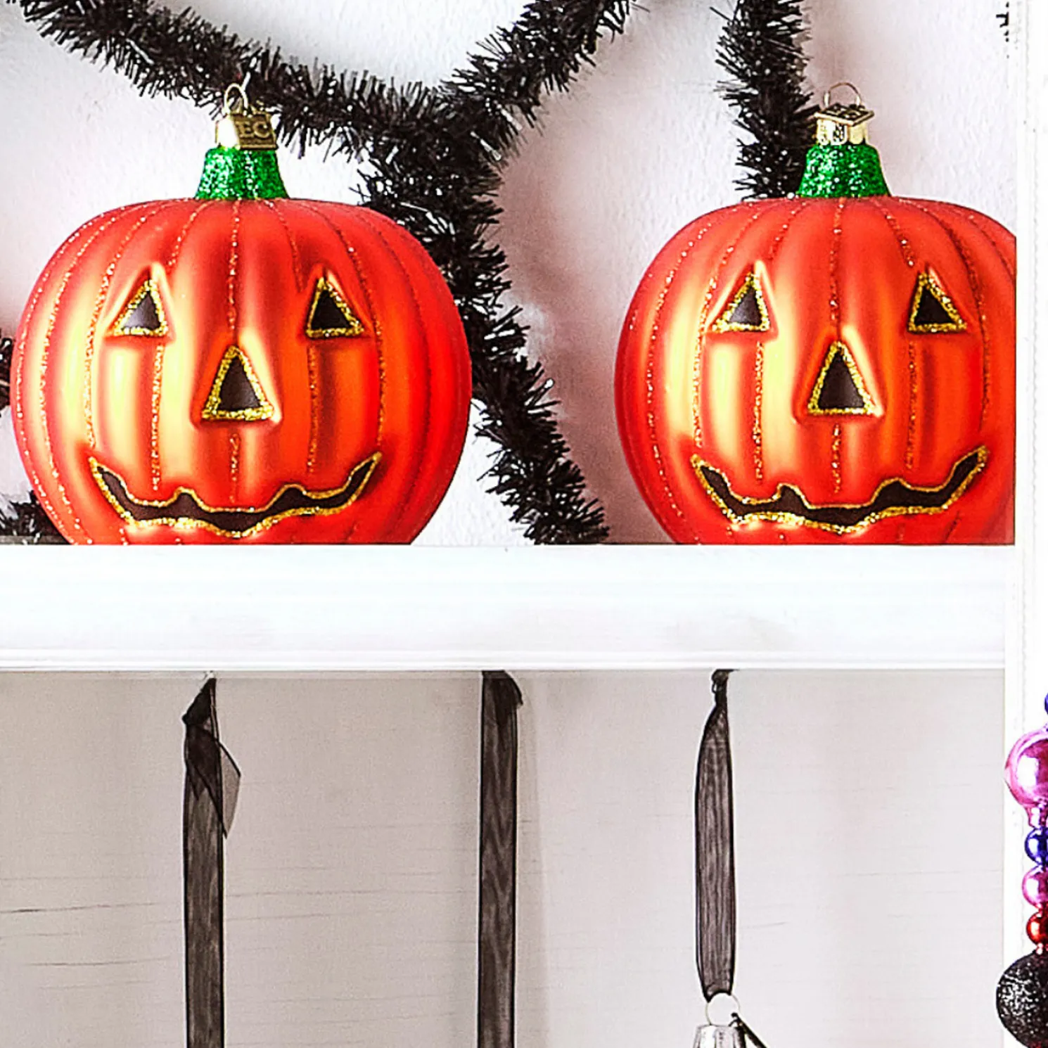 Raz Eric Cortina 5" Large Jolly Pumpkin Glass Halloween Ornament 4553160