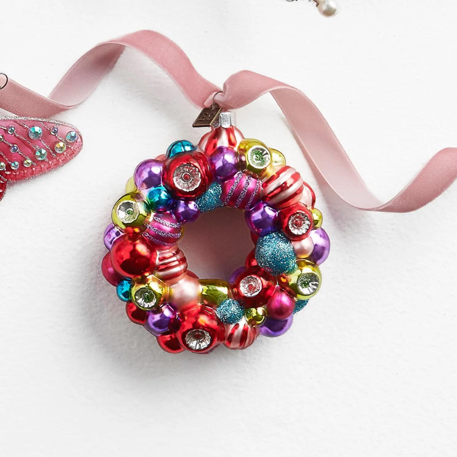 Raz Eric Cortina 4" Reflector Wreath Glass Christmas Ornament 4553134