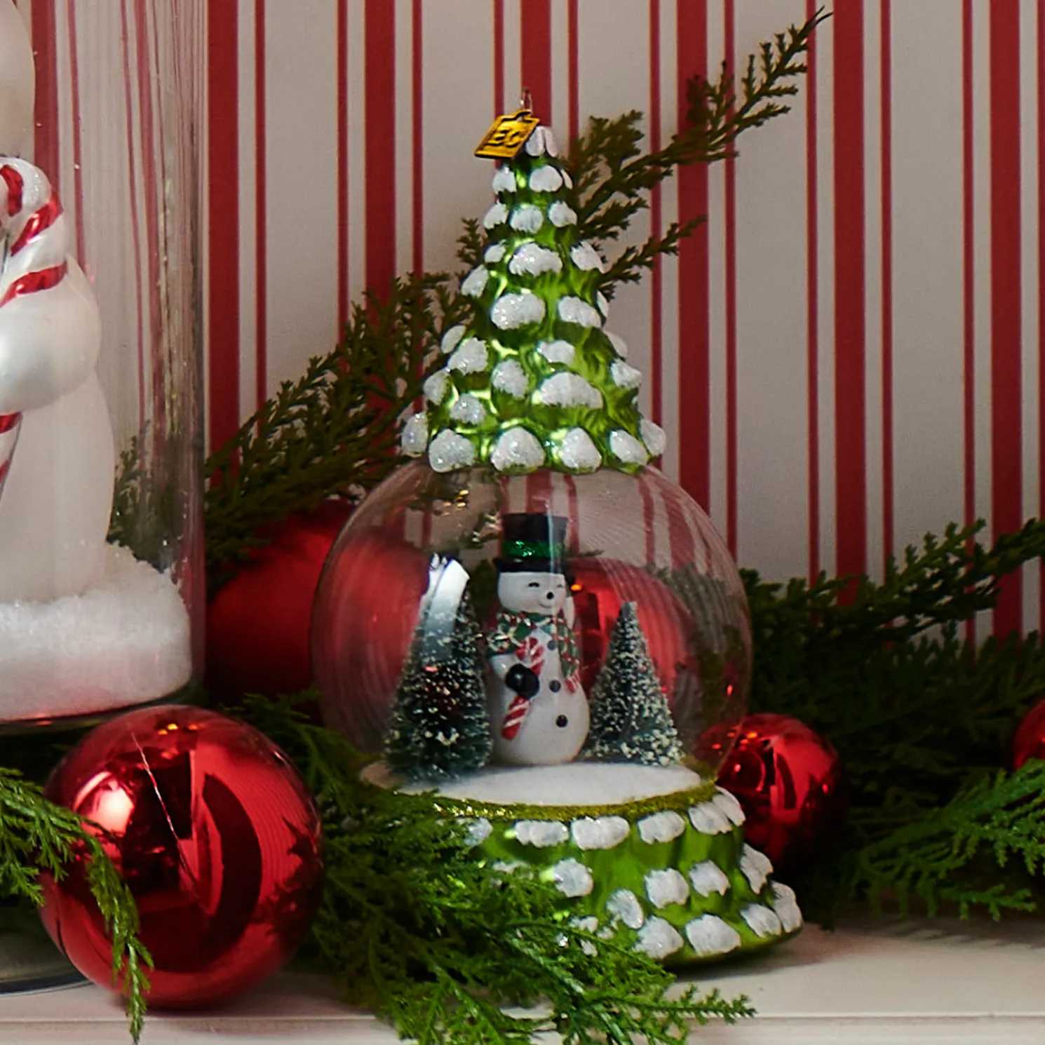 Raz Eric Cortina 7.25" Snowman in the Forest Glass Christmas Ornament 4553108