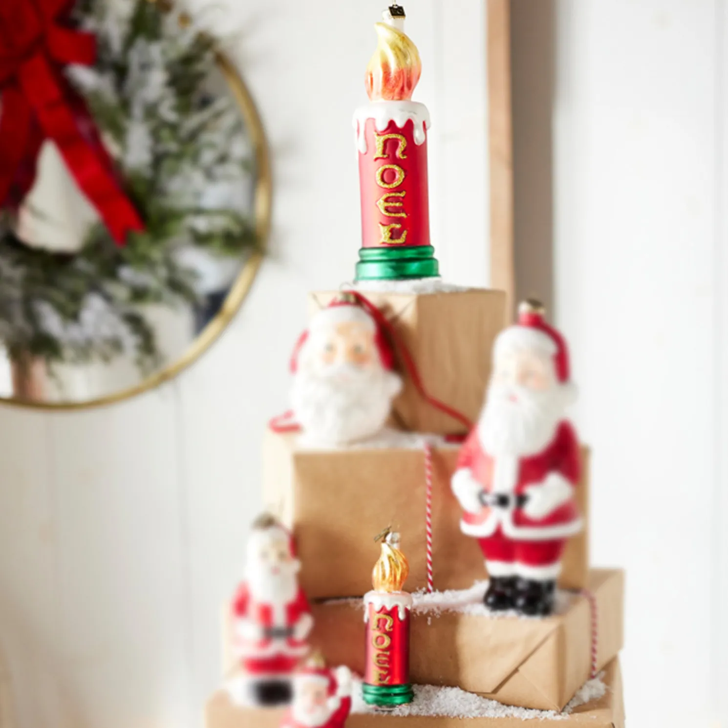 Raz Eric Cortina 5.5" or 8" Noel Blow Mold Candle Glass Christmas Ornament