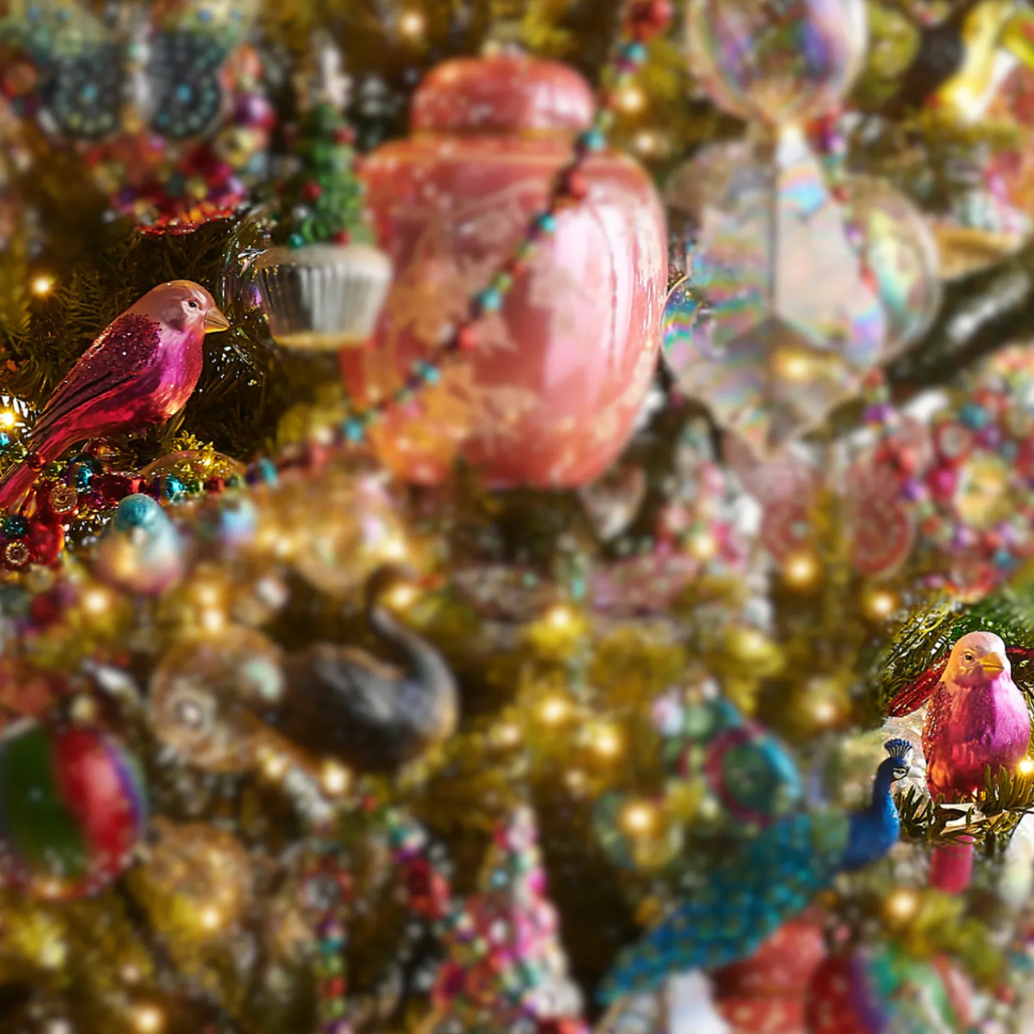 Raz Eric Cortina 5.5" Set of 2 Pink Clip On Fantasy Bird Glass Christmas Ornament 4553136