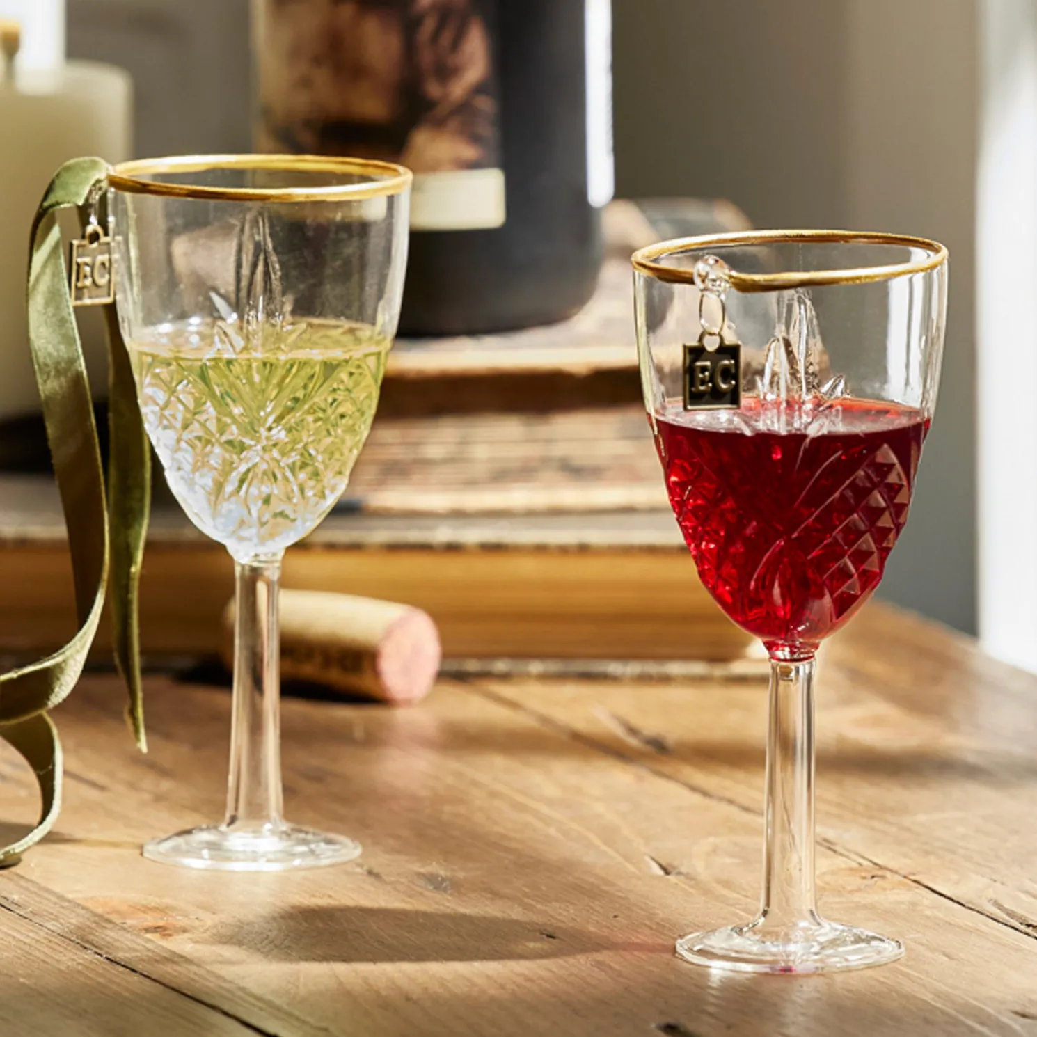 Raz Eric Cortina 5.5" Elegant Red or White Wine Glass Christmas Ornament 4353122