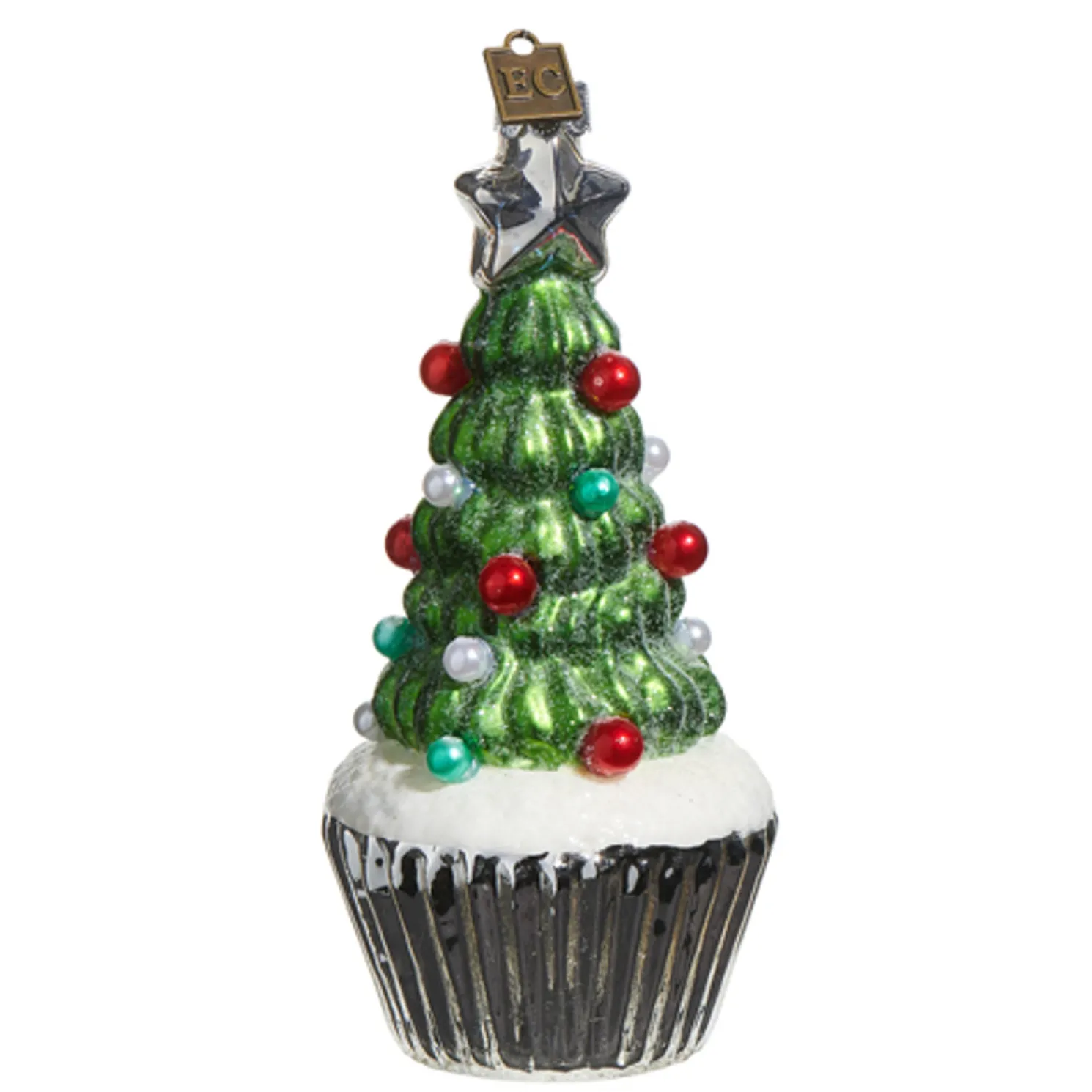 Raz Eric Cortina 5.5" Christmas Tree Cupcake Glass Christmas Ornament 4553169