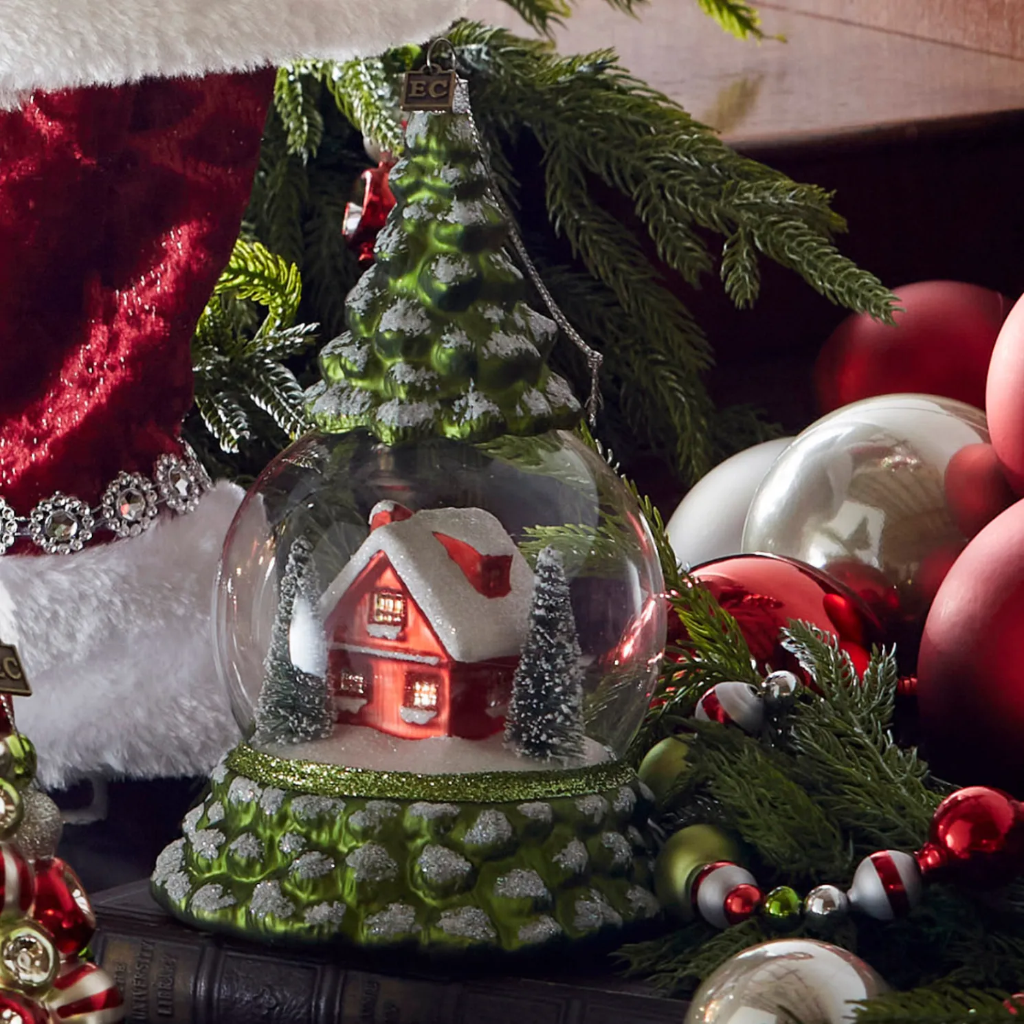 Raz Eric Cortina 7.5" Cabin in the Woods Glass Christmas Ornament 4453172