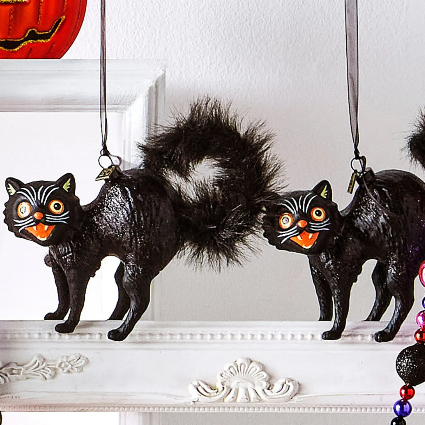 Raz Eric Cortina 6" Fraidy Black Cat Glass Halloween Ornament 4553161
