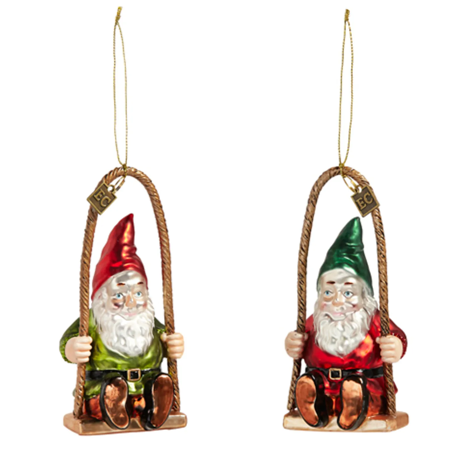 Raz Eric Cortina 5.5" Swing Time Gnome Glass Christmas Ornament 4453130
