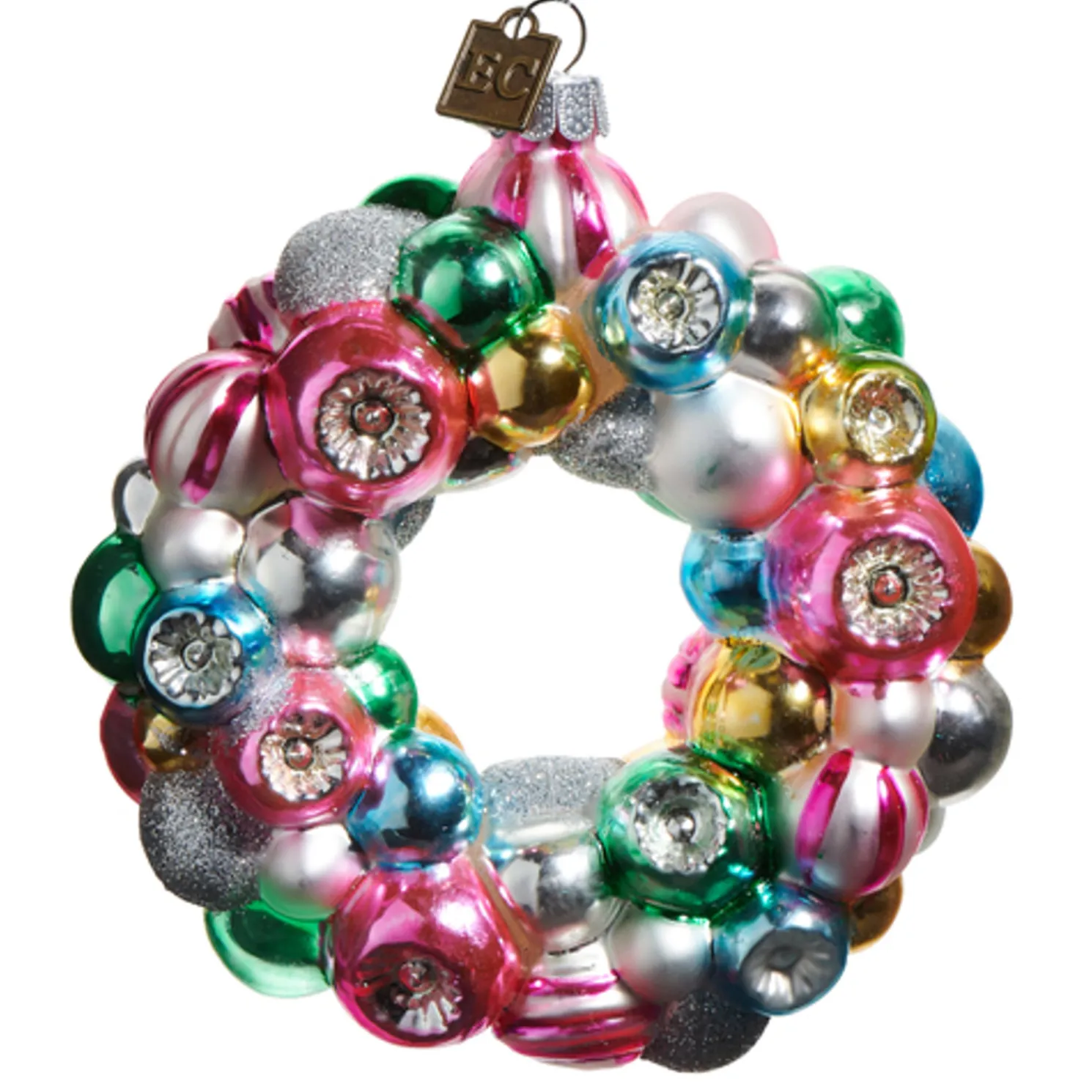 Raz Eric Cortina 4.5" Multicolor Wreath Glass Christmas Ornament 4553180