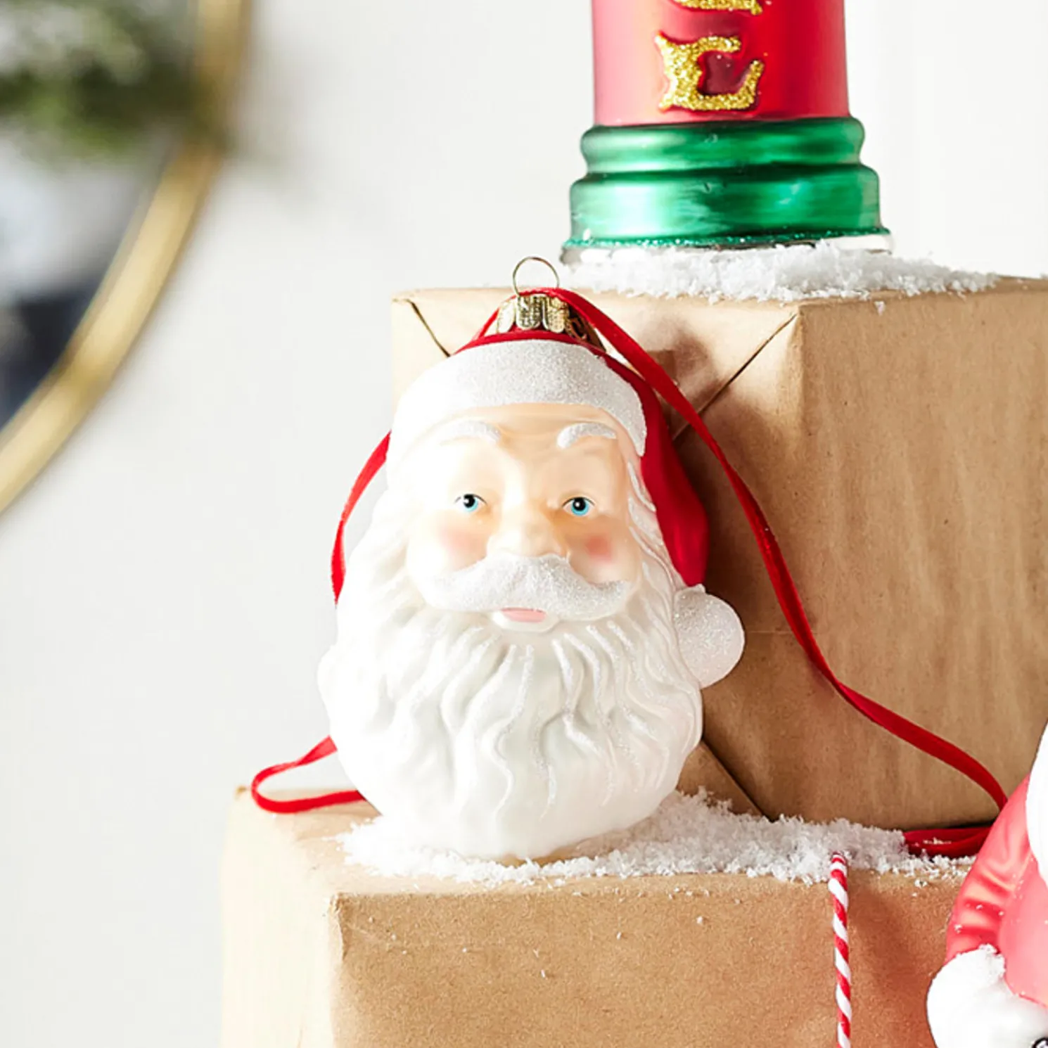 Raz Eric Cortina 4" Santa Face Blow Mold Glass Christmas Ornament 4353114