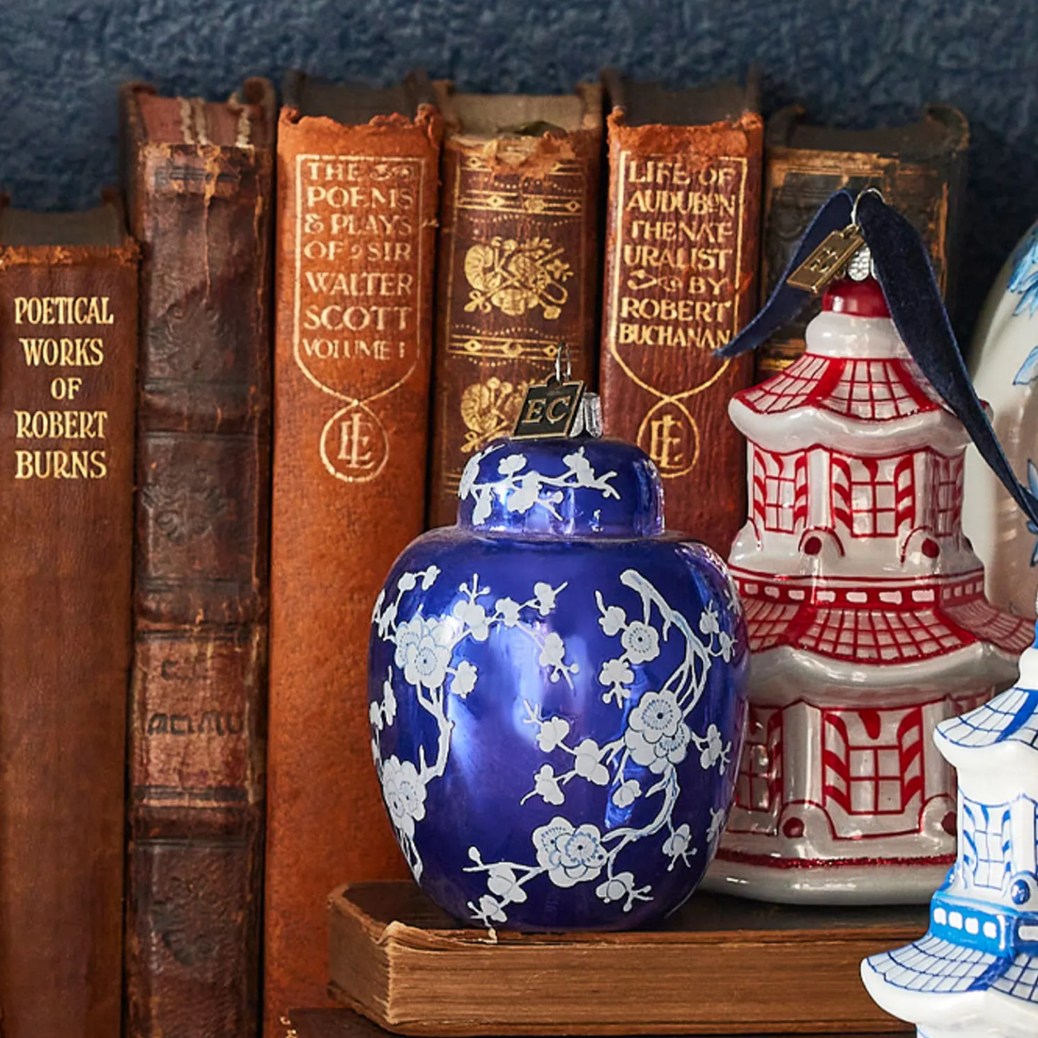 Raz Eric Cortina Large 6.5" Dark Blue Ginger Jar Glass Christmas Ornament 4353180