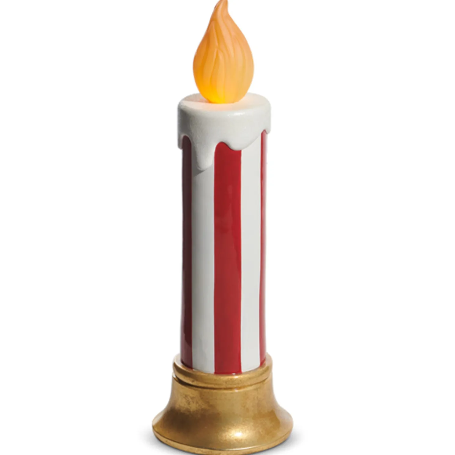 Raz Large Red and White Striped Battery Operated Christmas Candle Decoration