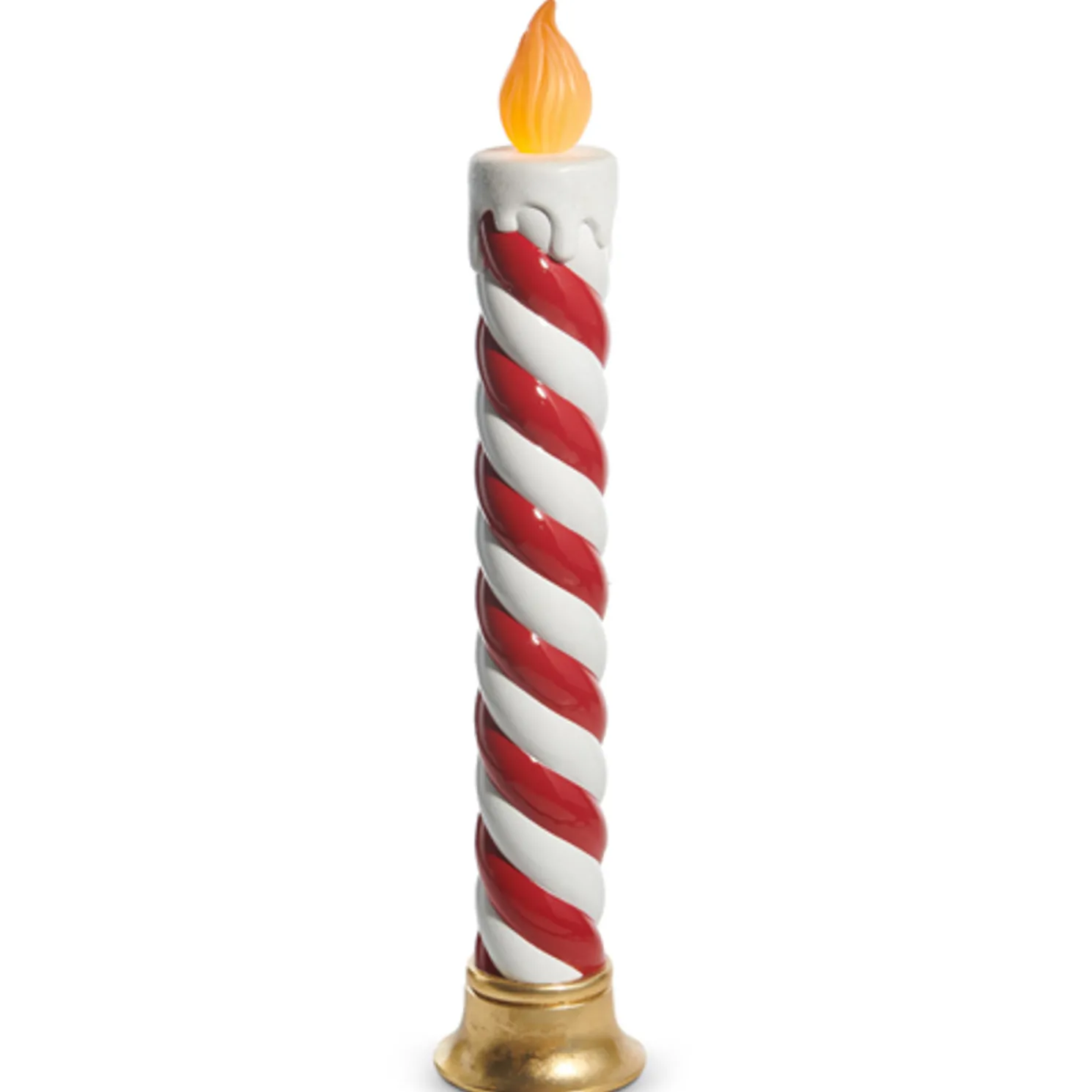 Raz Large Red and White Striped Battery Operated Christmas Candle Decoration