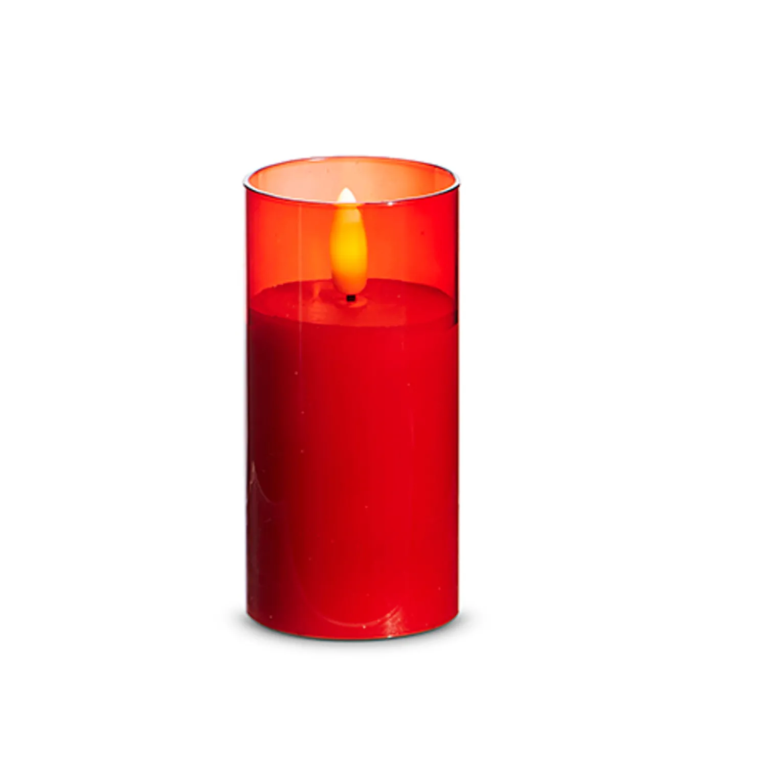 Raz Pillar Battery Operated Flickering Candle In Red Glass