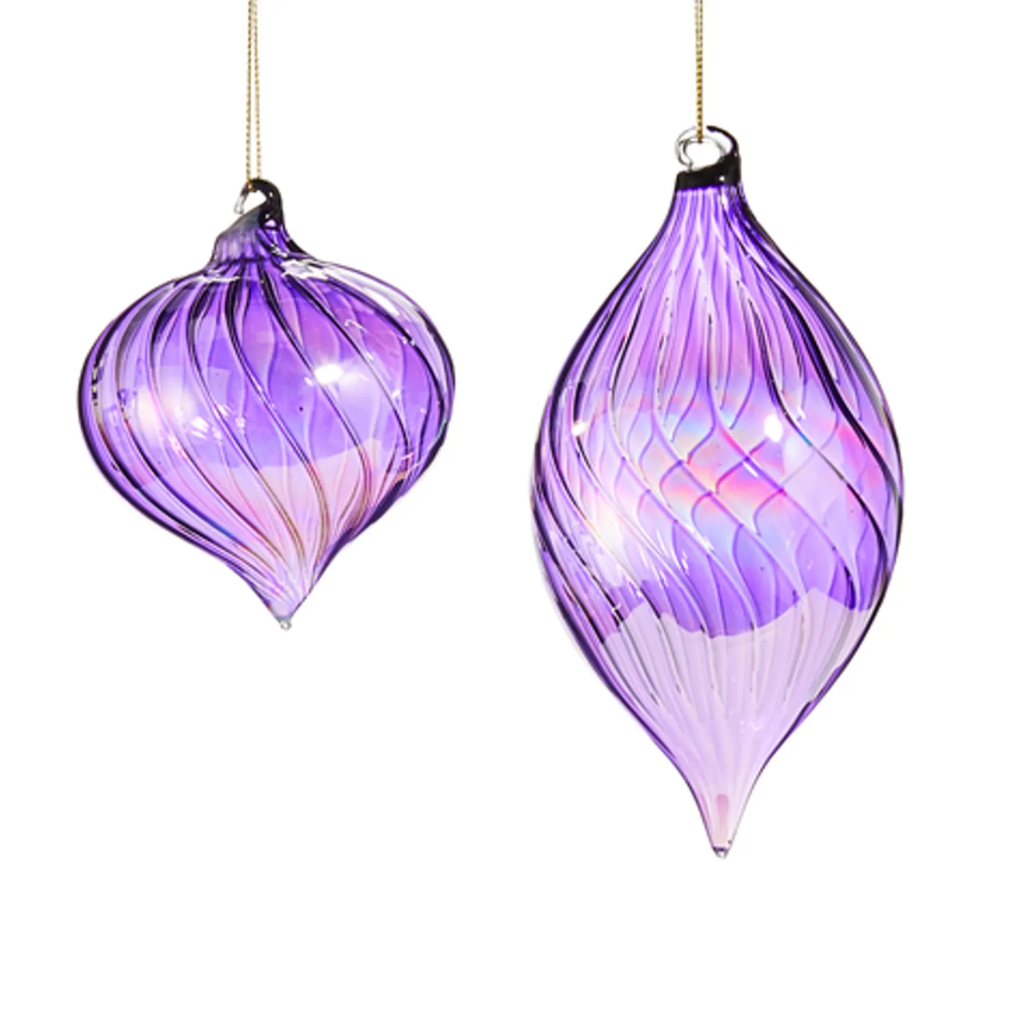 Raz Purple Swirl Blown Glass Christmas Ornament 4523103