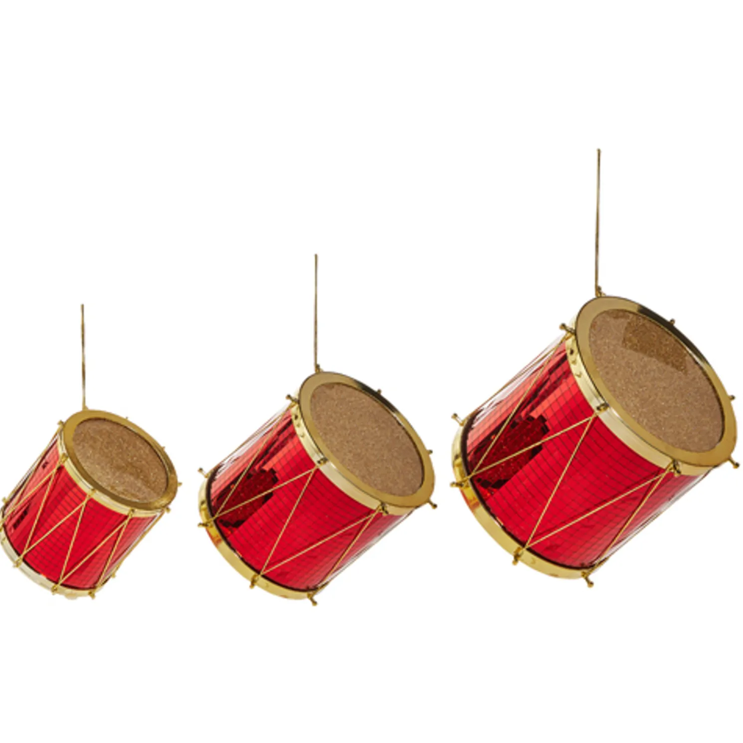 Raz Red and Gold Drum Christmas Ornaments Set of 3 4516726