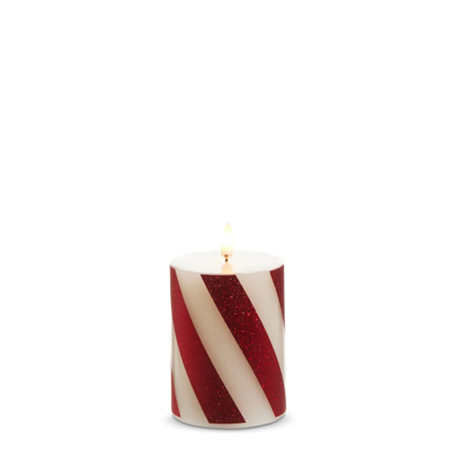 Raz Red and White Striped Flameless Candle