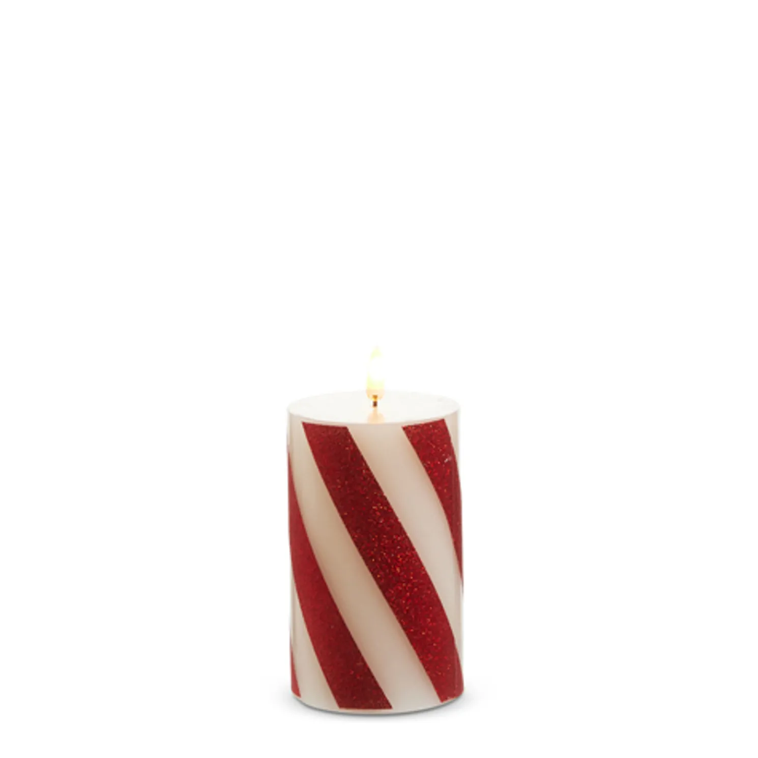 Raz Red and White Striped Flameless Candle