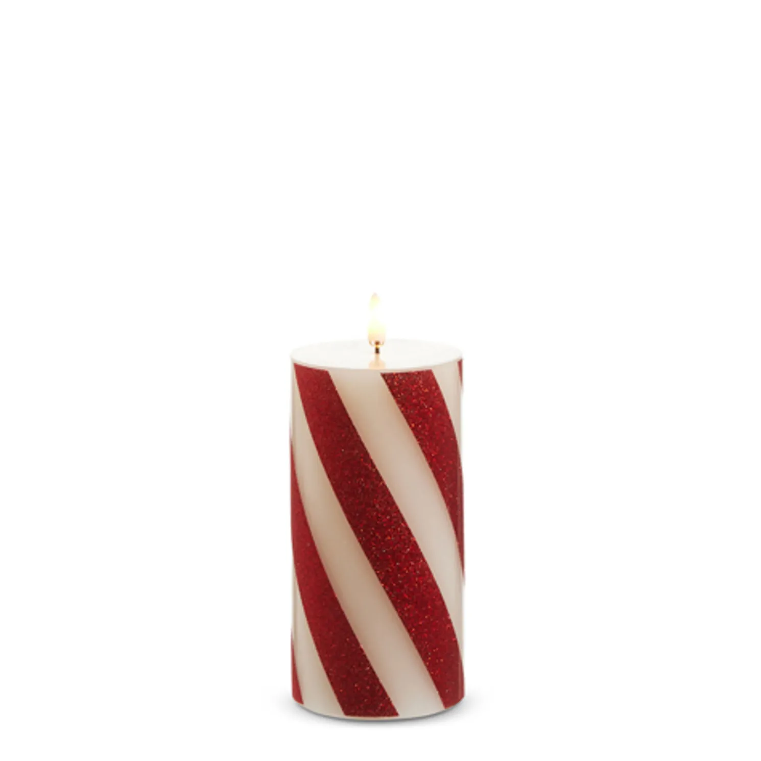Raz Red and White Striped Flameless Candle