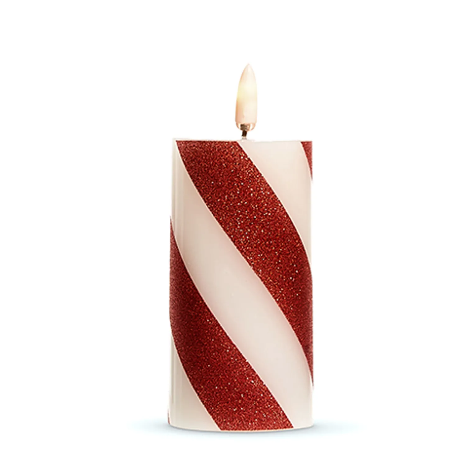 Raz Red and White Striped Flameless Candle