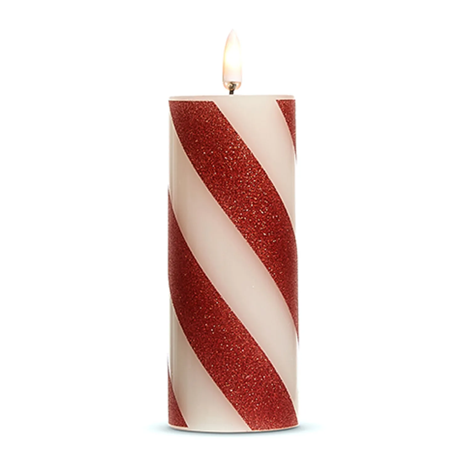 Raz Red and White Striped Flameless Candle